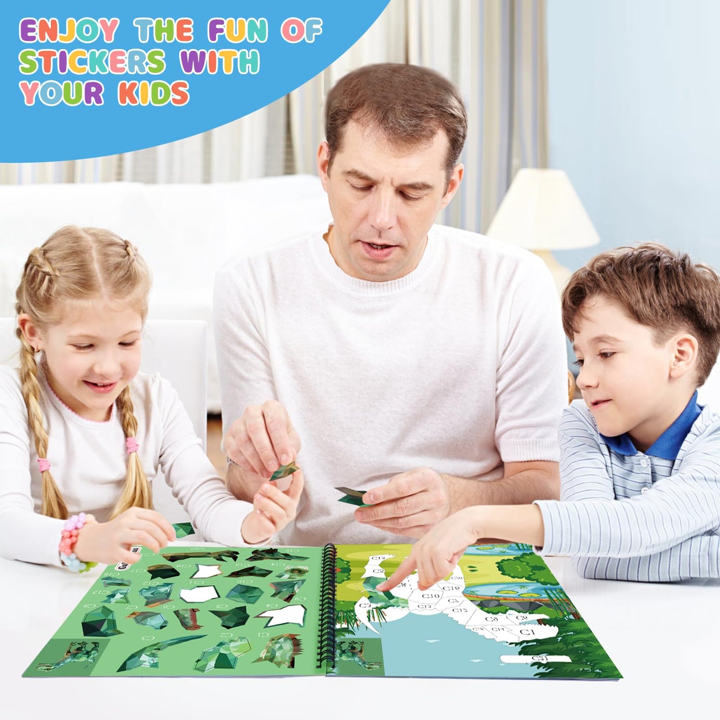 homicozy 4PCS Sticker Paint Books for Kids 4-10 – Dinosaur, Astronaut, Ocean & Animals