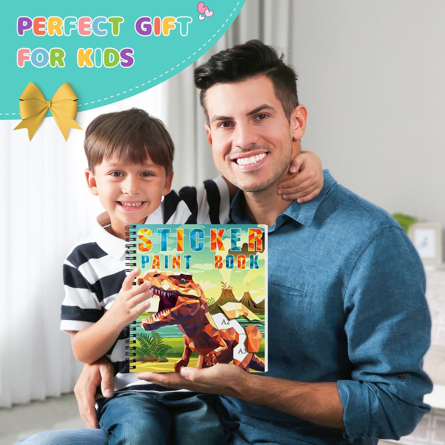 homicozy 4PCS Sticker Paint Books for Kids 4-10 – Dinosaur, Astronaut, Ocean & Animals