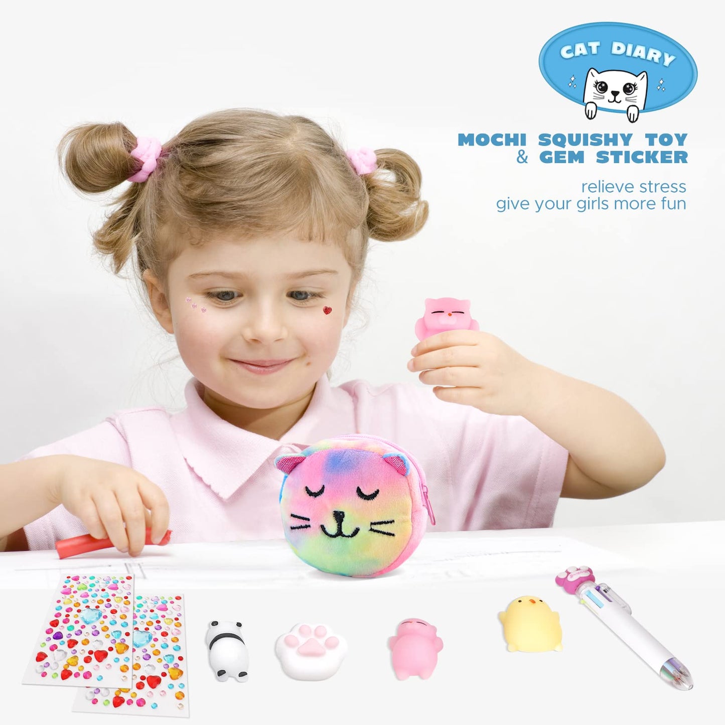 HOMICOZY Cat Diary with Lock and Keys for Girls – Plush Hardcover Journal, 160 Lined Pages