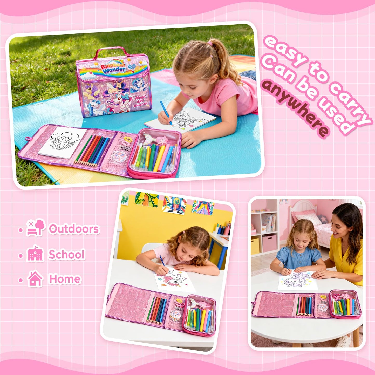 homicozy 106PCS Scented Washable Markers – Unicorn Travel Art Kit for Kids