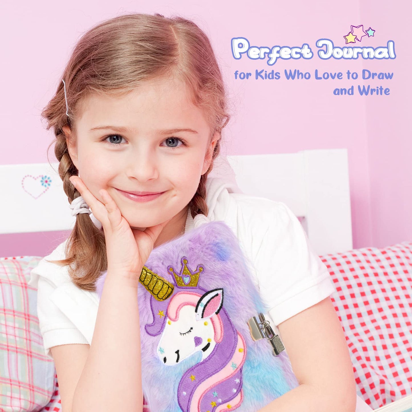 homicozy Kids Unicorn Diary with Lock and Key – Tie-Dye Fuzzy Journal for Girls 6+ | A5 Hardcover, 160 Pages