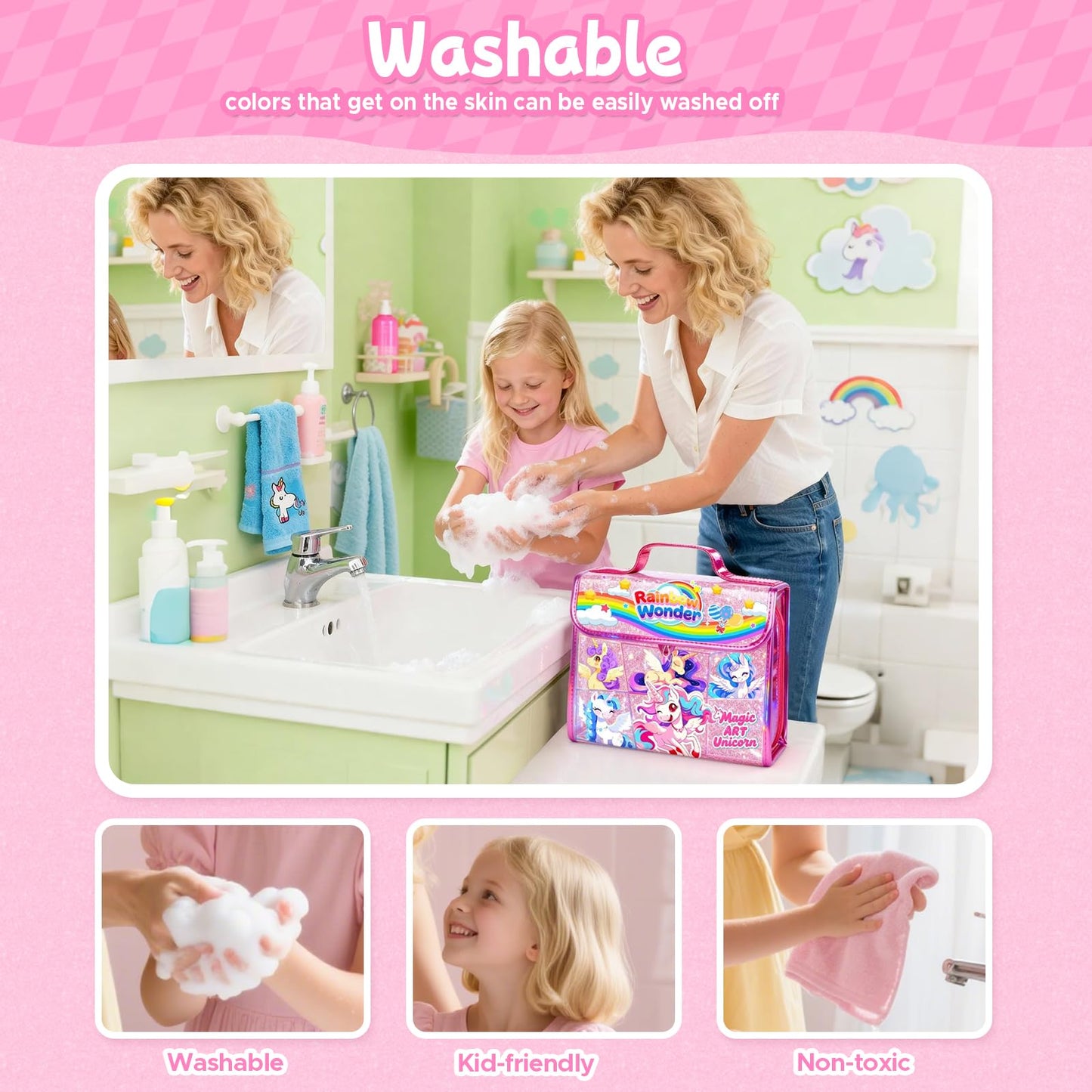 homicozy 106PCS Scented Washable Markers – Unicorn Travel Art Kit for Kids