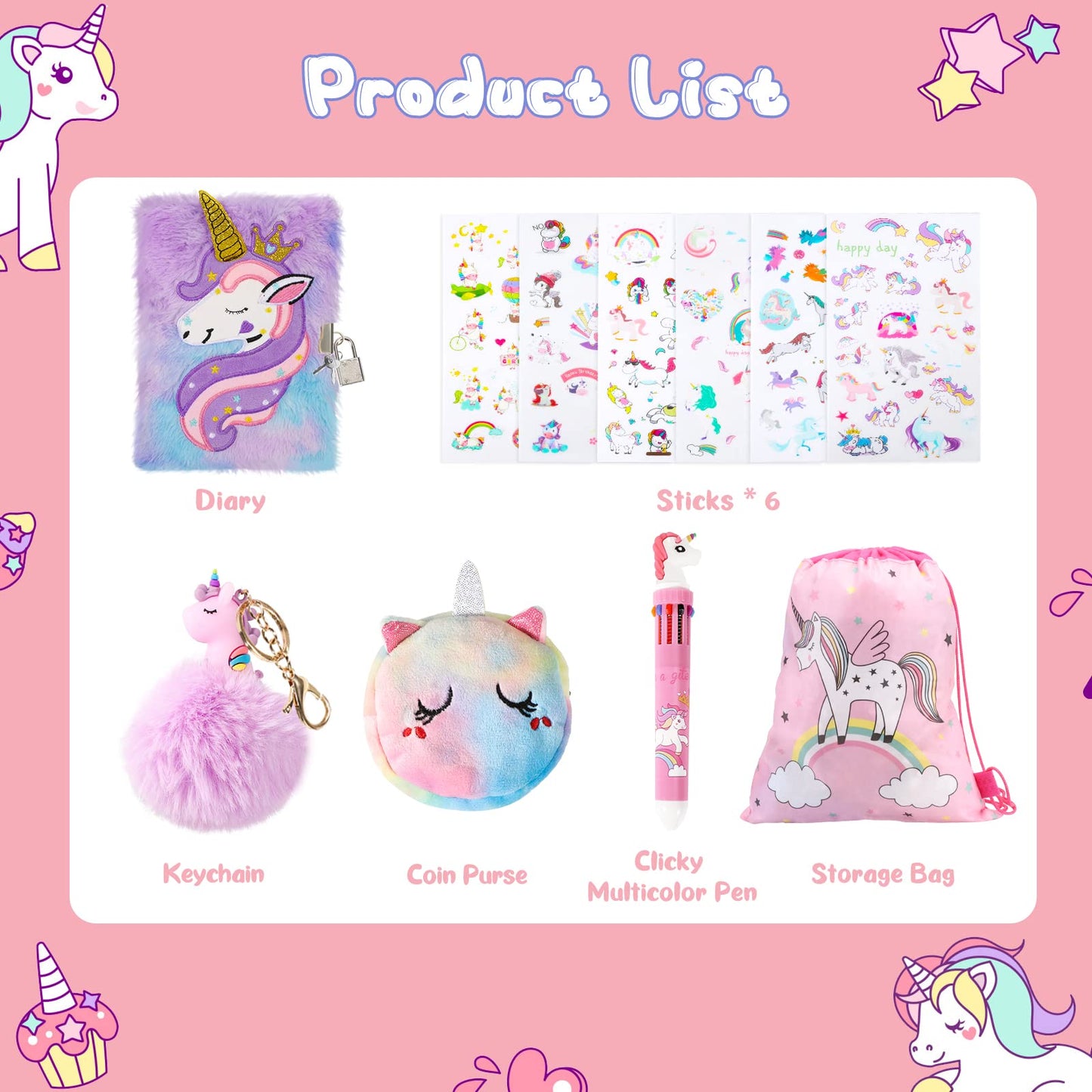 homicozy Kids Unicorn Diary with Lock and Key – Tie-Dye Fuzzy Journal for Girls 6+ | A5 Hardcover, 160 Pages