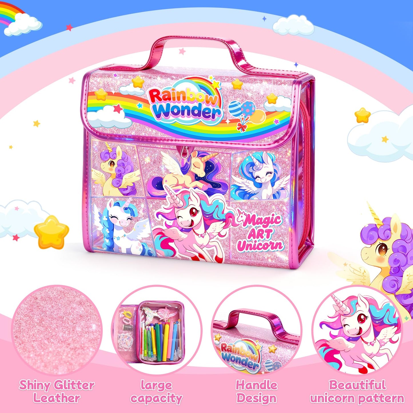 homicozy 106PCS Scented Washable Markers – Unicorn Travel Art Kit for Kids
