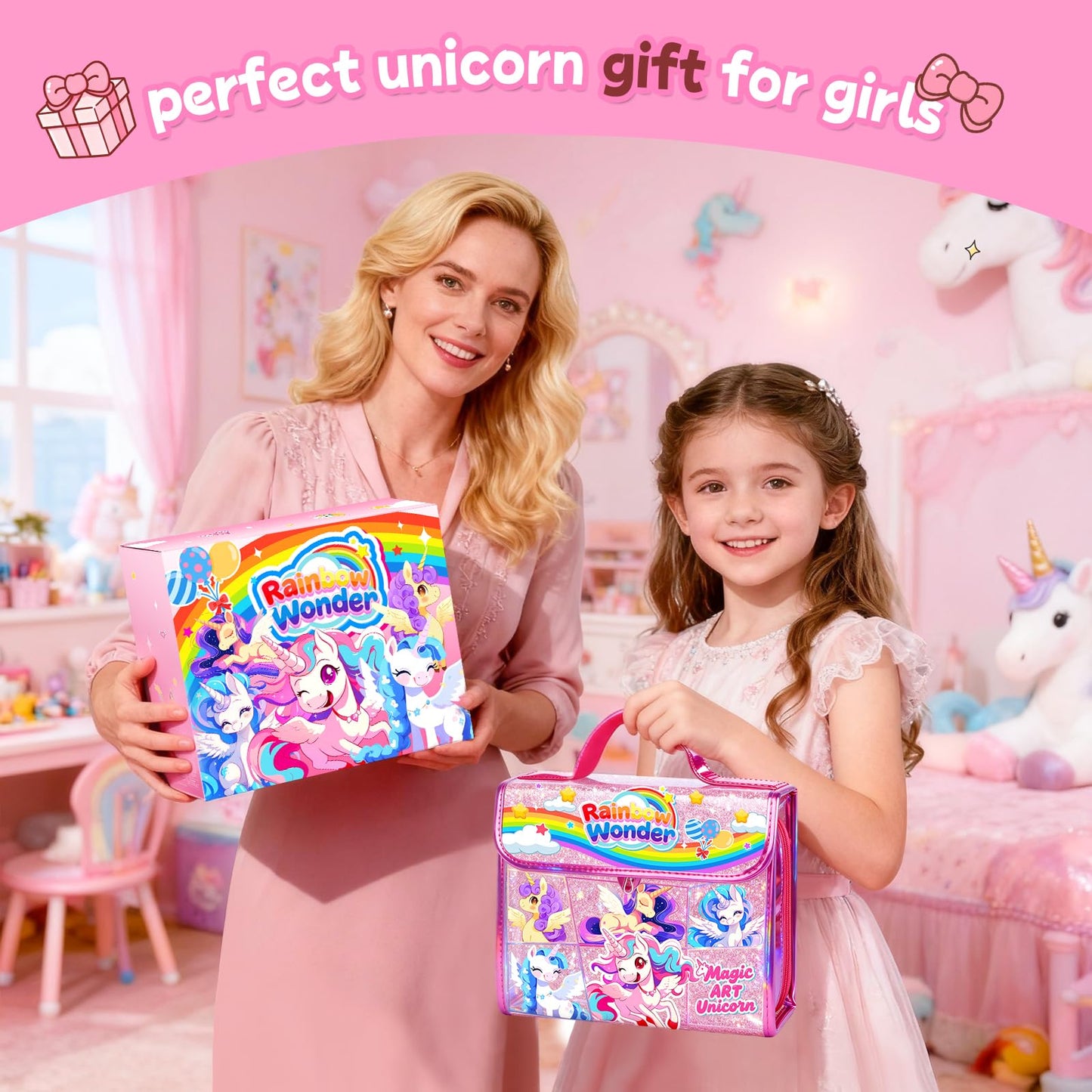 homicozy 106PCS Scented Washable Markers – Unicorn Travel Art Kit for Kids