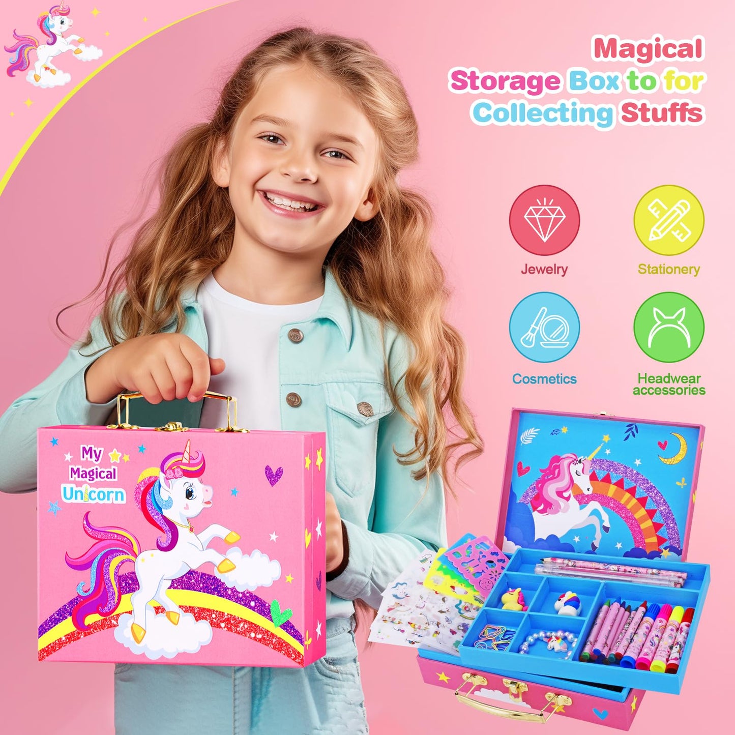 Homicozy 66PCS Unicorn Art Set for Kids – Portable Storage Box Gift for Girls 4-12