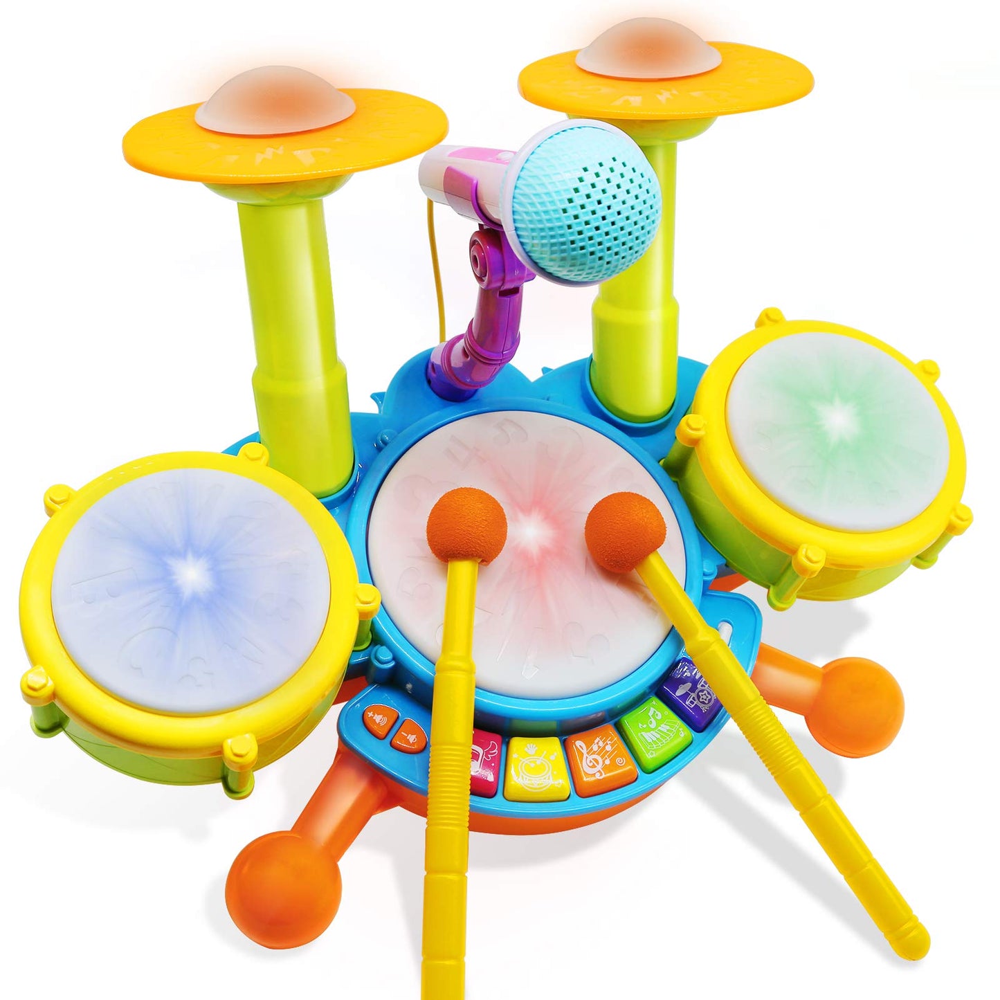Homily Drum Set for Kids – Colorful Electric Drum Kit for Toddlers and Preschoolers