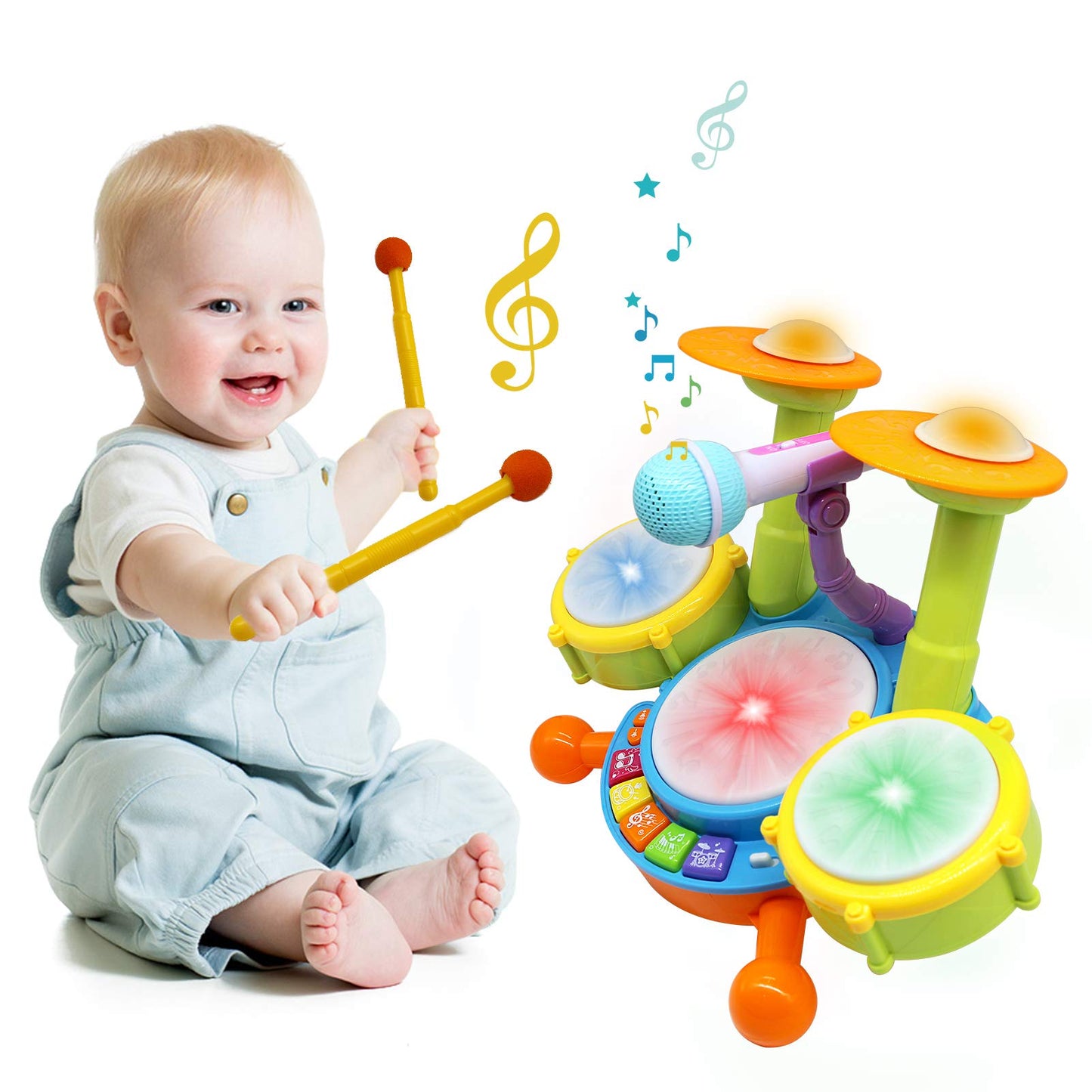 Homily Drum Set for Kids – Colorful Electric Drum Kit for Toddlers and Preschoolers