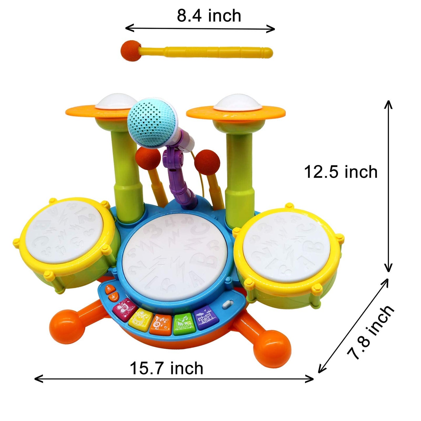 Homily Drum Set for Kids – Colorful Electric Drum Kit for Toddlers and Preschoolers