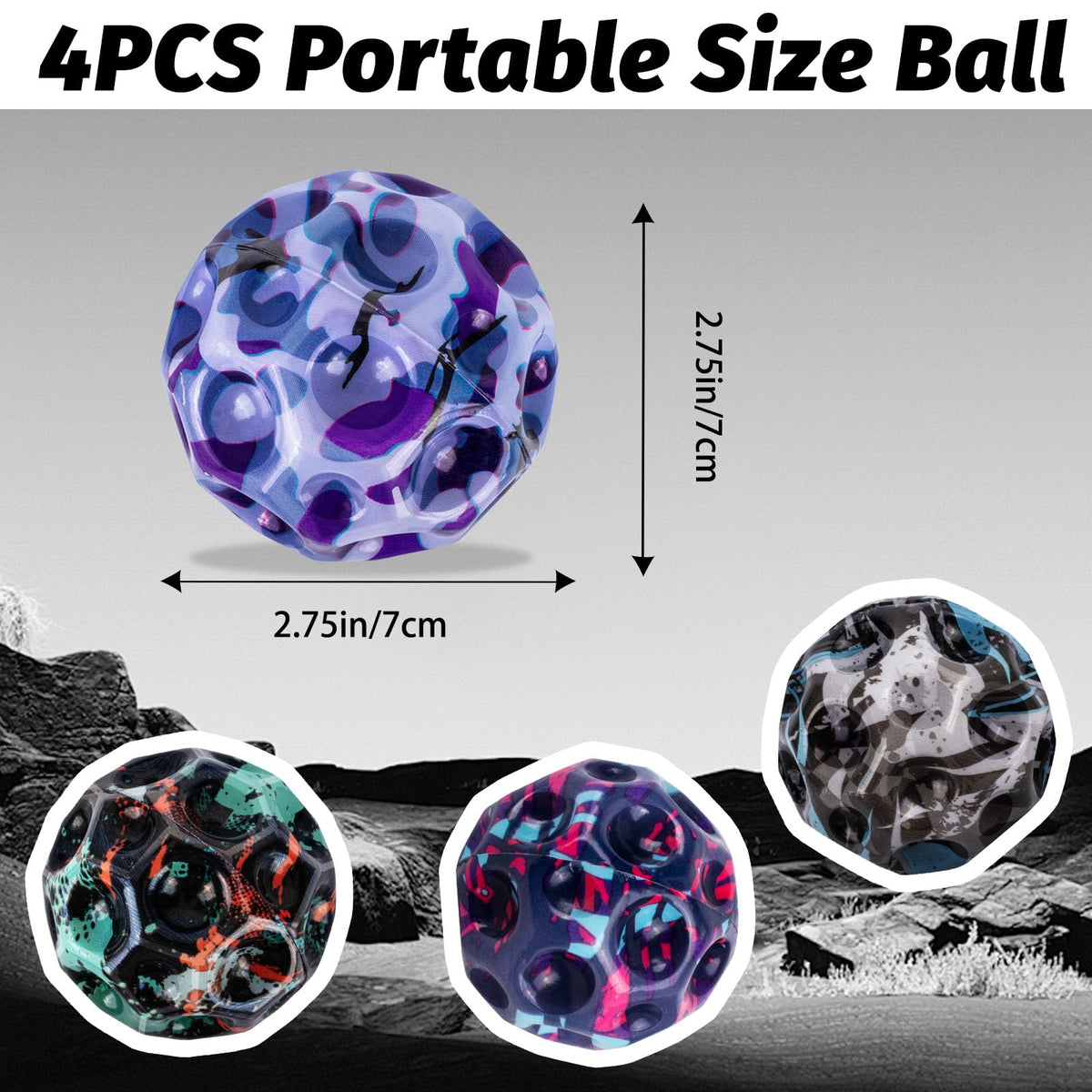 HOMQYTE High Elasticity Ball – Ultra Bouncy Foam Balls (4 Pack, Camouflage)