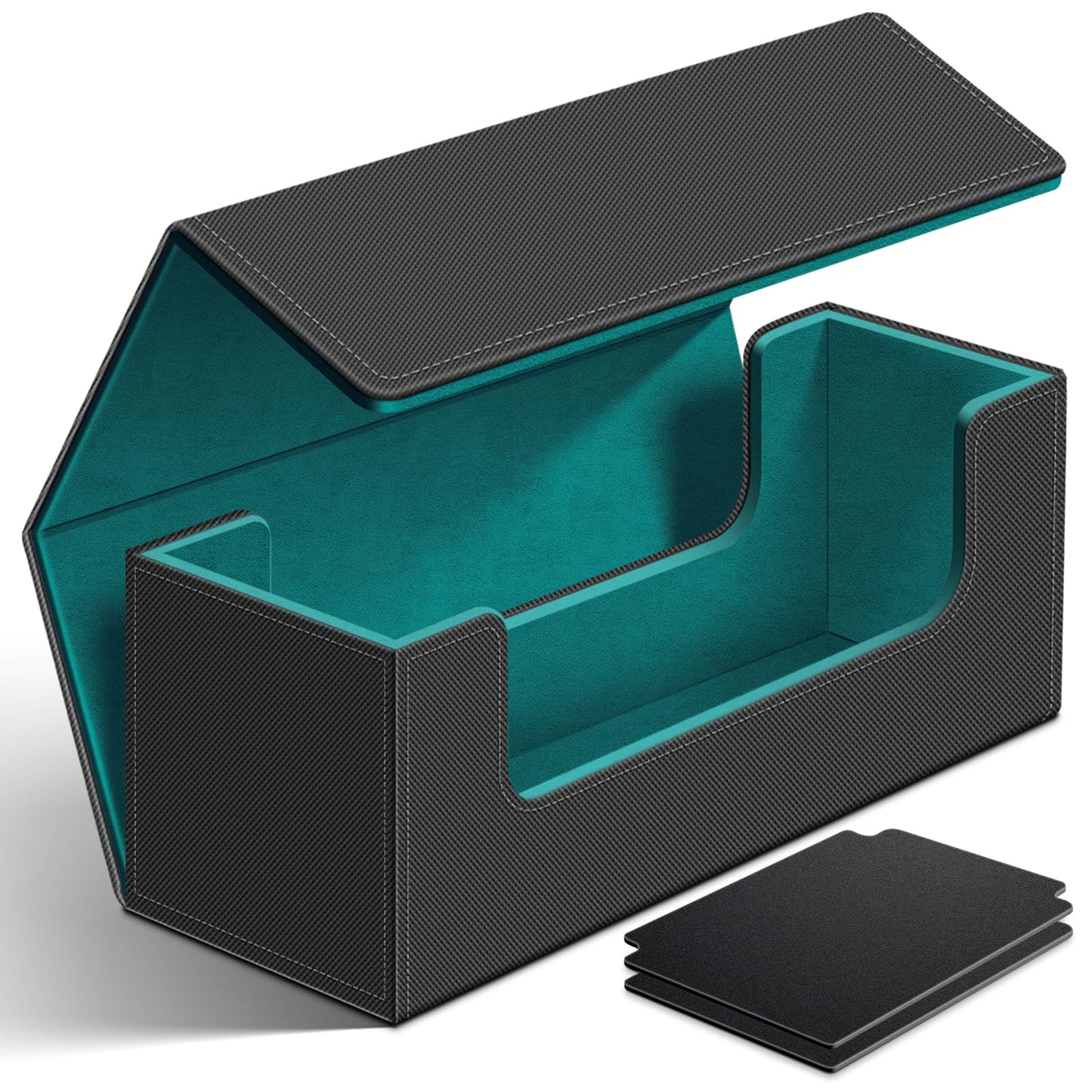 Homthy 600 Card Deck Case – Leather Magnetic Closure Card Storage Box for Trading Cards (Cyan)