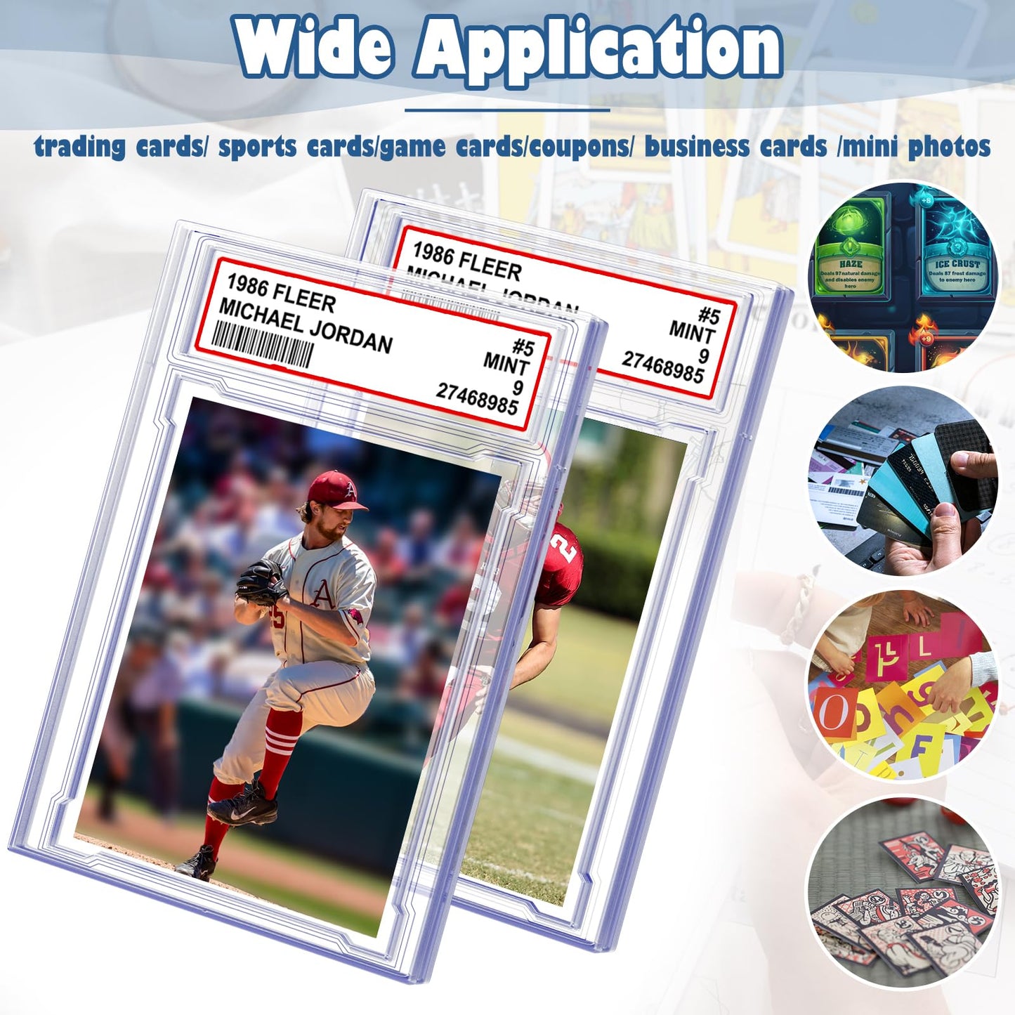 Homthy 50 PCS Card Case Holder – Acrylic Graded Card Slabs with Label Position for Sports & Game Cards