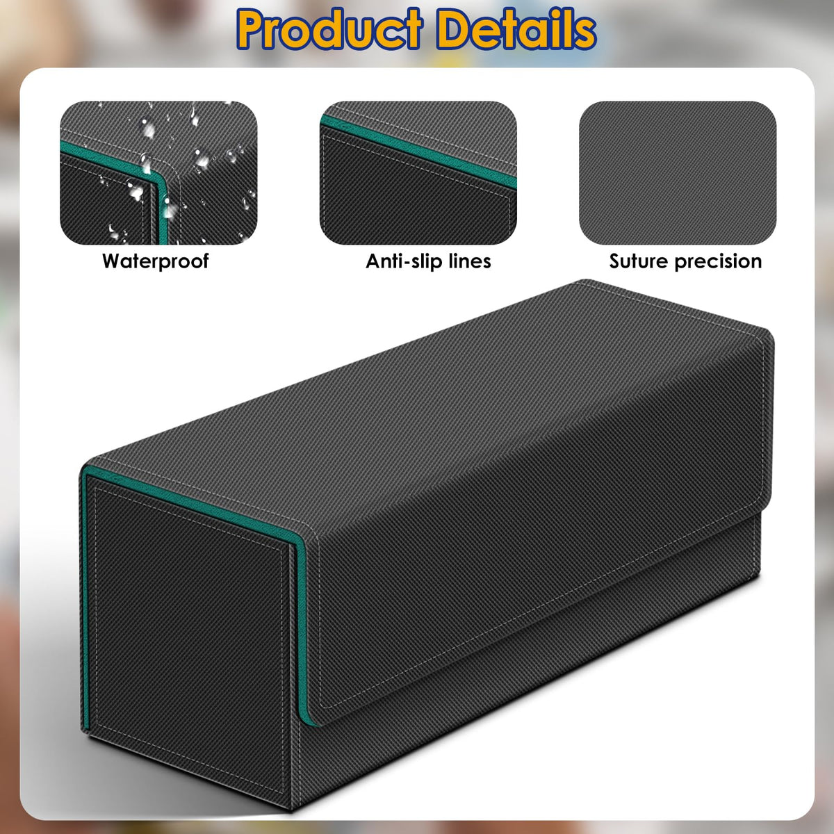 Homthy 600 Card Deck Case – Leather Magnetic Closure Card Storage Box for Trading Cards (Cyan)