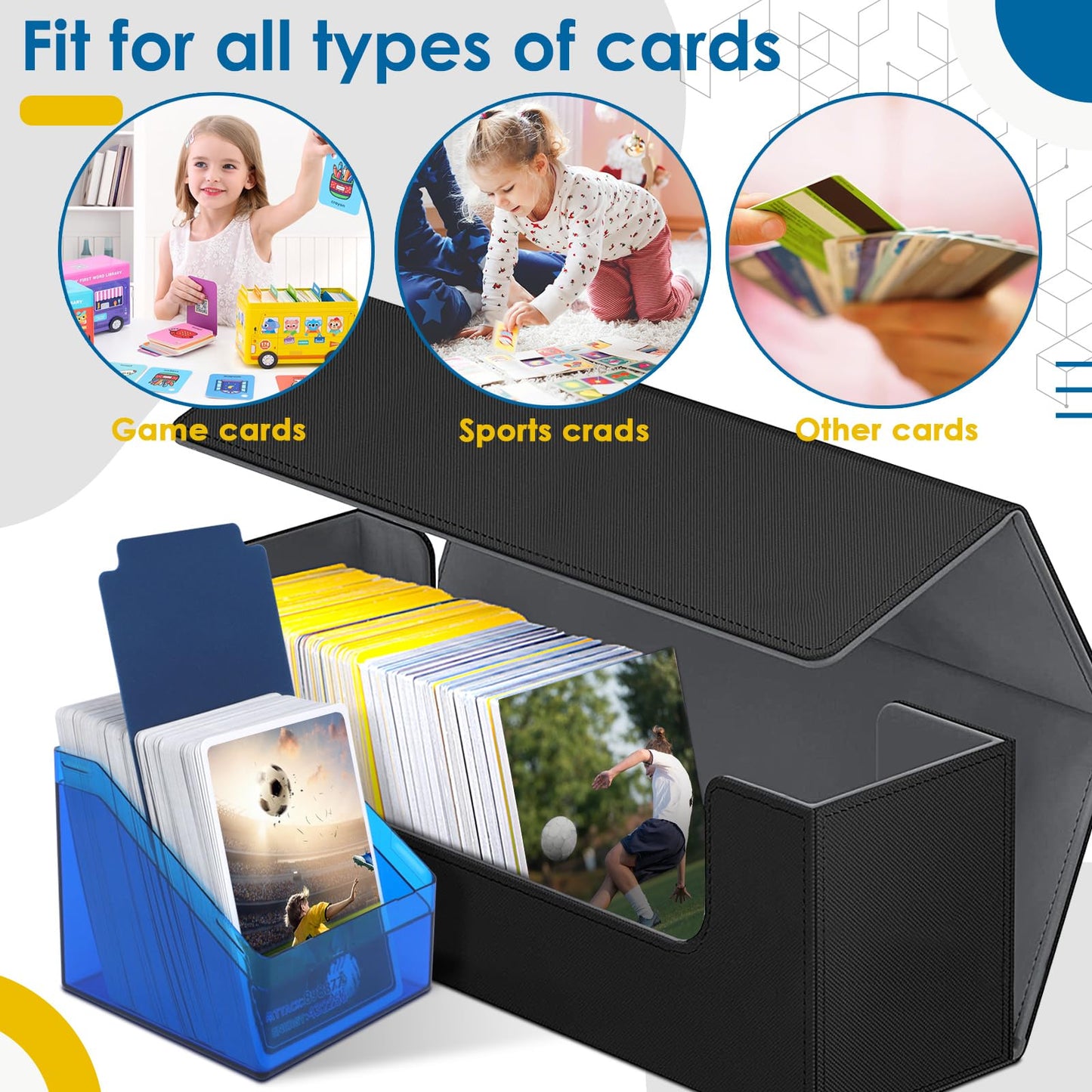 Homthy Card Deck Case with Magnetic Closure – Holds 600+ Sleeved Cards, Up to 1000+ (Yu-Gi-Oh, MTG & Sports Cards)