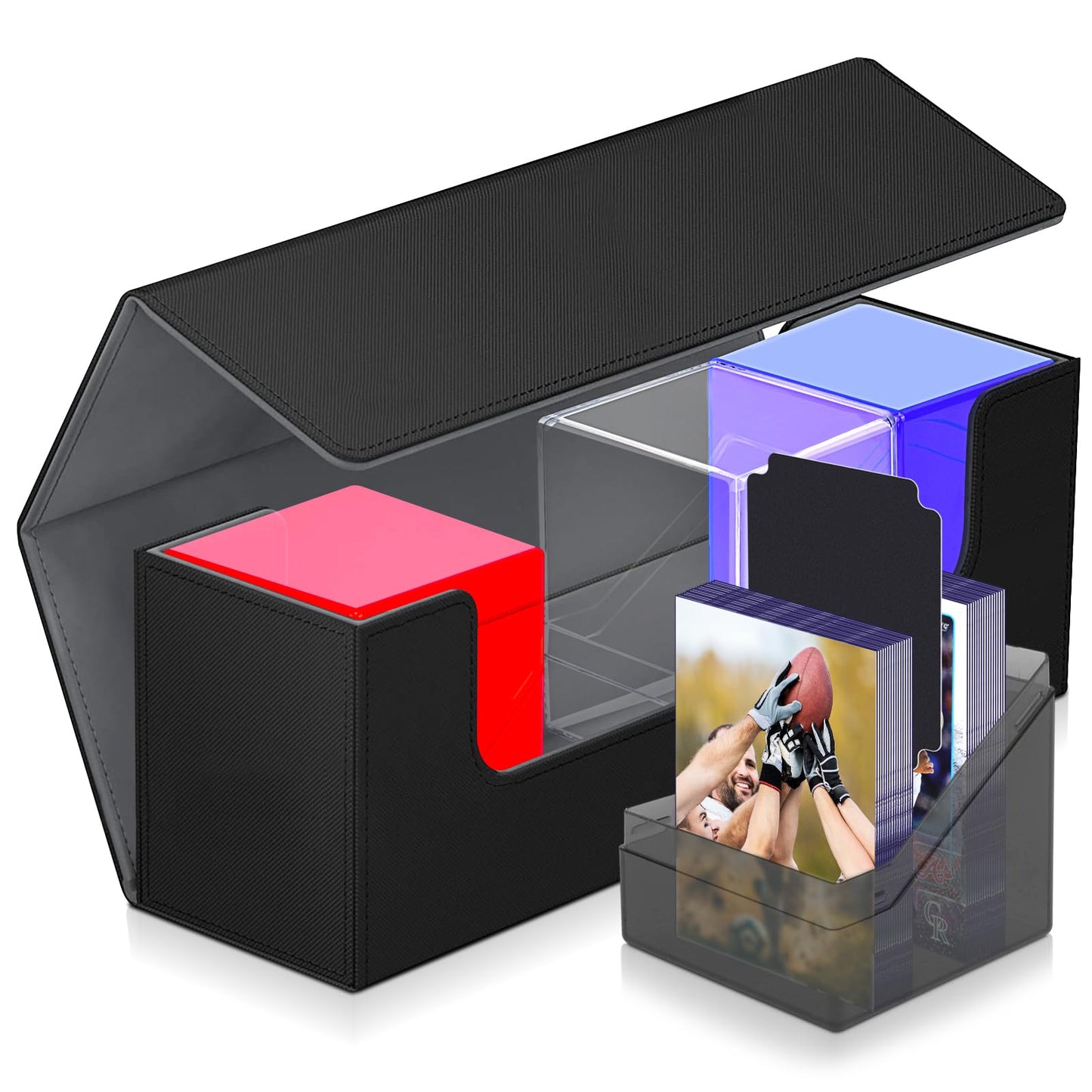 Homthy Card Deck Case with Magnetic Closure – Holds 600+ Sleeved Cards, Up to 1000+ (Yu-Gi-Oh, MTG & Sports Cards)