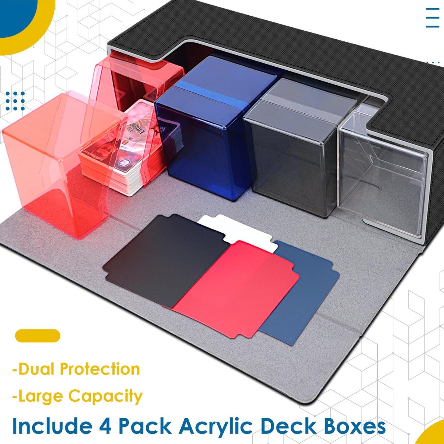 Homthy Card Deck Case with Magnetic Closure – Holds 600+ Sleeved Cards, Up to 1000+ (Yu-Gi-Oh, MTG & Sports Cards)