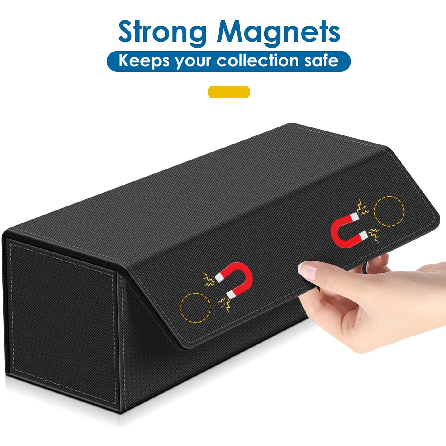 Homthy Card Deck Case with Leather Magnetic Closure — Holds 600+ Sleeved Cards (MTG TCG & Sports Cards)