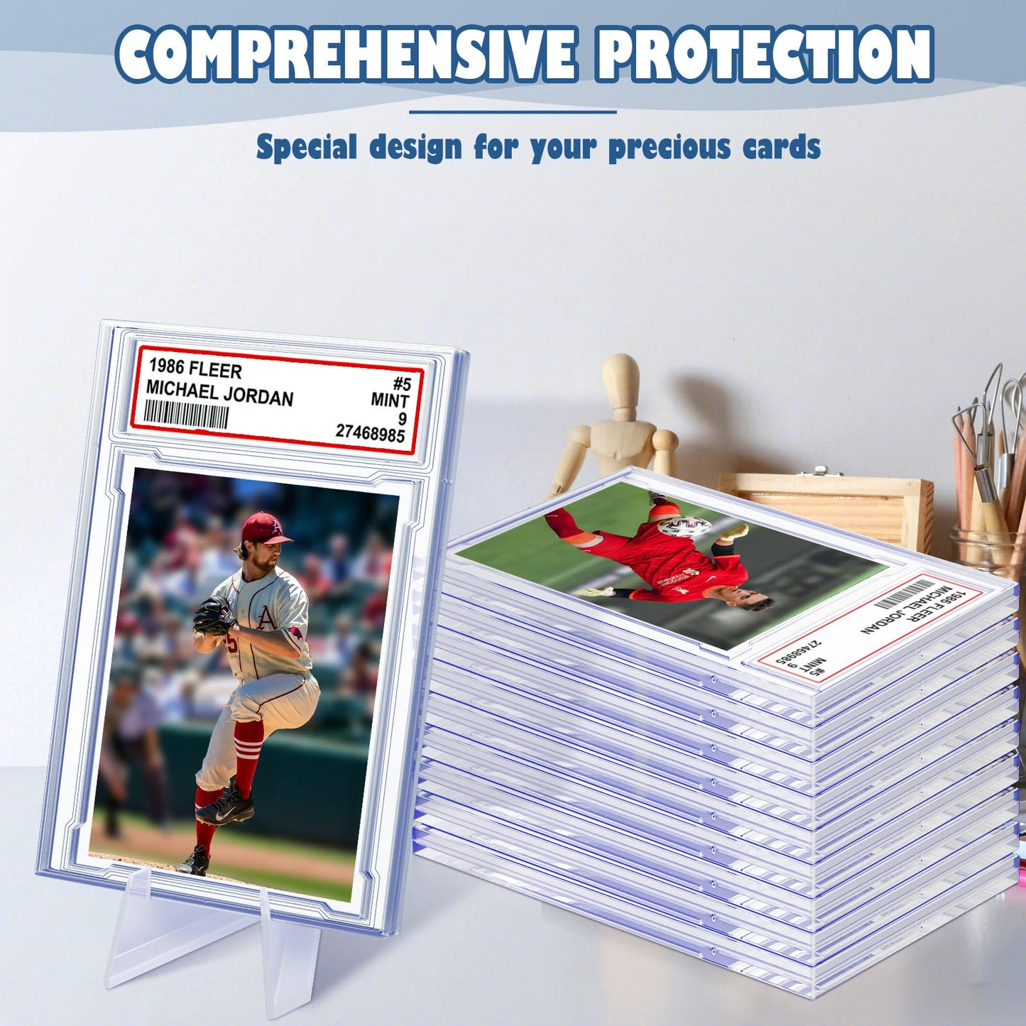Homthy 50 PCS Card Case Holder – Acrylic Graded Card Slabs with Label Position for Sports & Game Cards