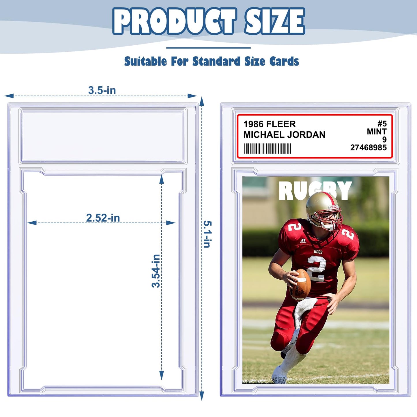 Homthy 50 PCS Card Case Holder – Acrylic Graded Card Slabs with Label Position for Sports & Game Cards