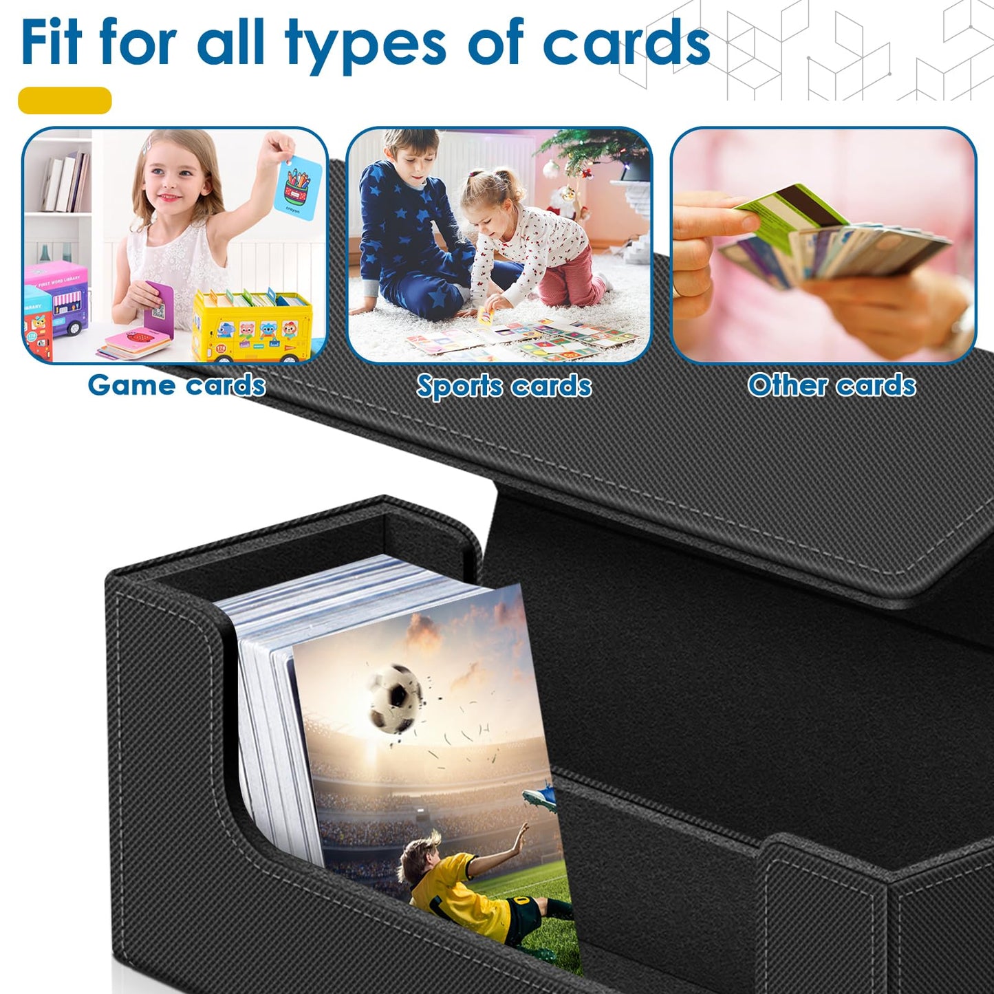 Homthy Card Deck Case with Leather Magnetic Closure — Holds 600+ Sleeved Cards (MTG TCG & Sports Cards)
