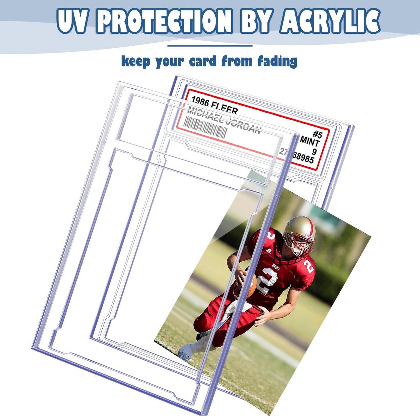 Homthy 50 PCS Card Case Holder – Acrylic Graded Card Slabs with Label Position for Sports & Game Cards