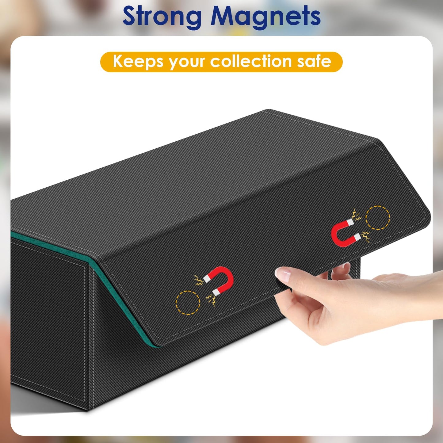 Homthy 600 Card Deck Case – Leather Magnetic Closure Card Storage Box for Trading Cards (Cyan)