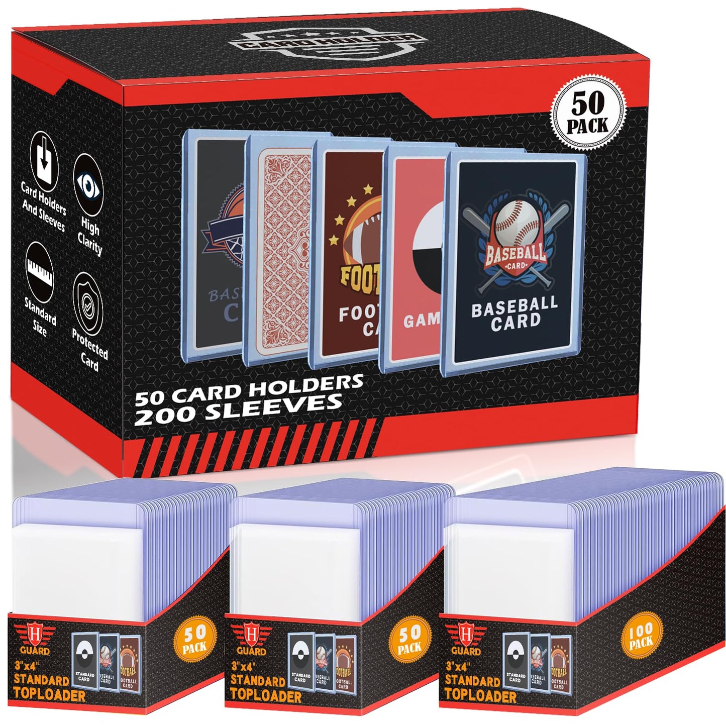 Homthy 250 PCS TopLoaders Card Sleeves – 3x4 Inch Protectors for MTG, TCG, Baseball & Sports Cards