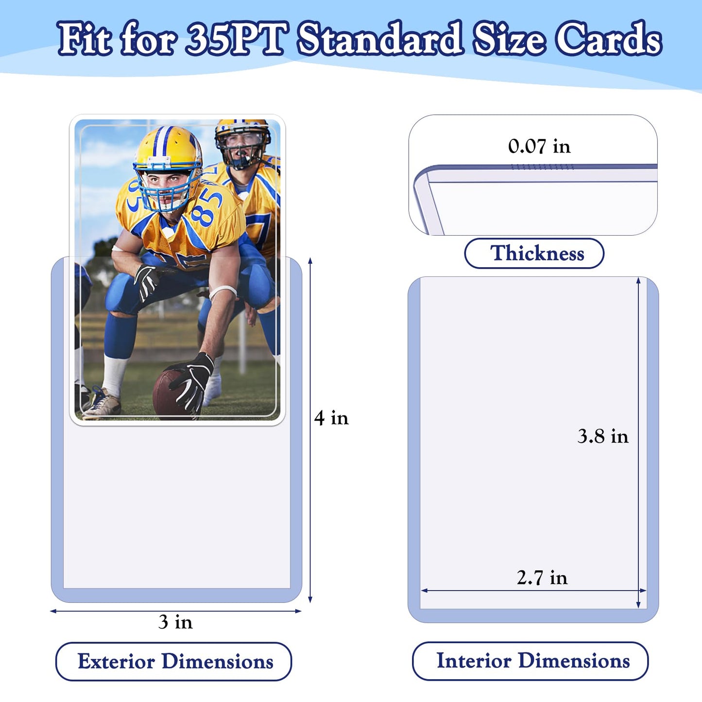 Homthy 250 PCS TopLoaders Card Sleeves – 3x4 Inch Protectors for MTG, TCG, Baseball & Sports Cards
