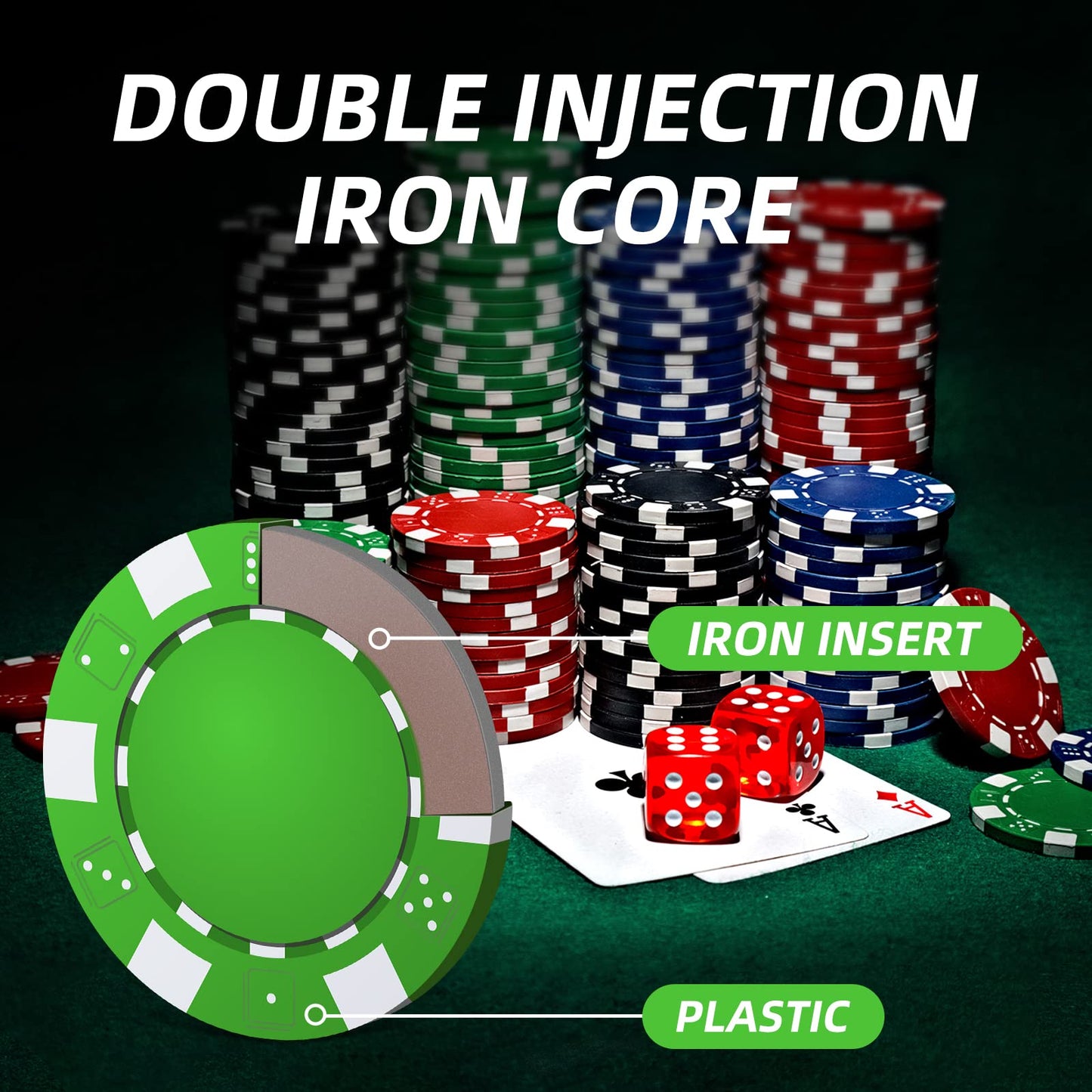 Homwom Poker Chip Set - 500pcs with Aluminum Case | 11.5 g Casino-Quality Chips for Home Games