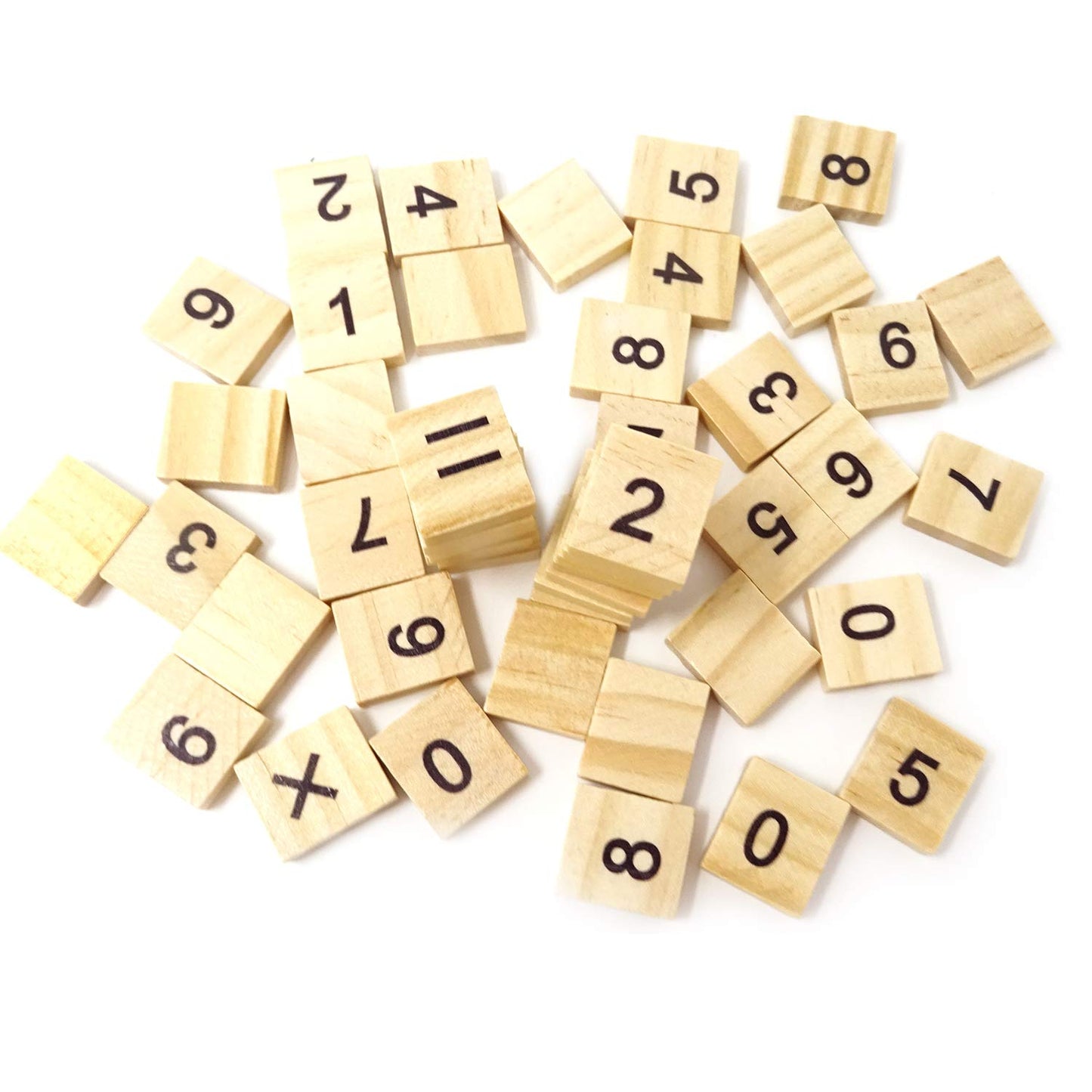 Honbay 100Pcs Wooden Scrabble Tiles – Numbers & Symbols for Craft, Games & Early Learning