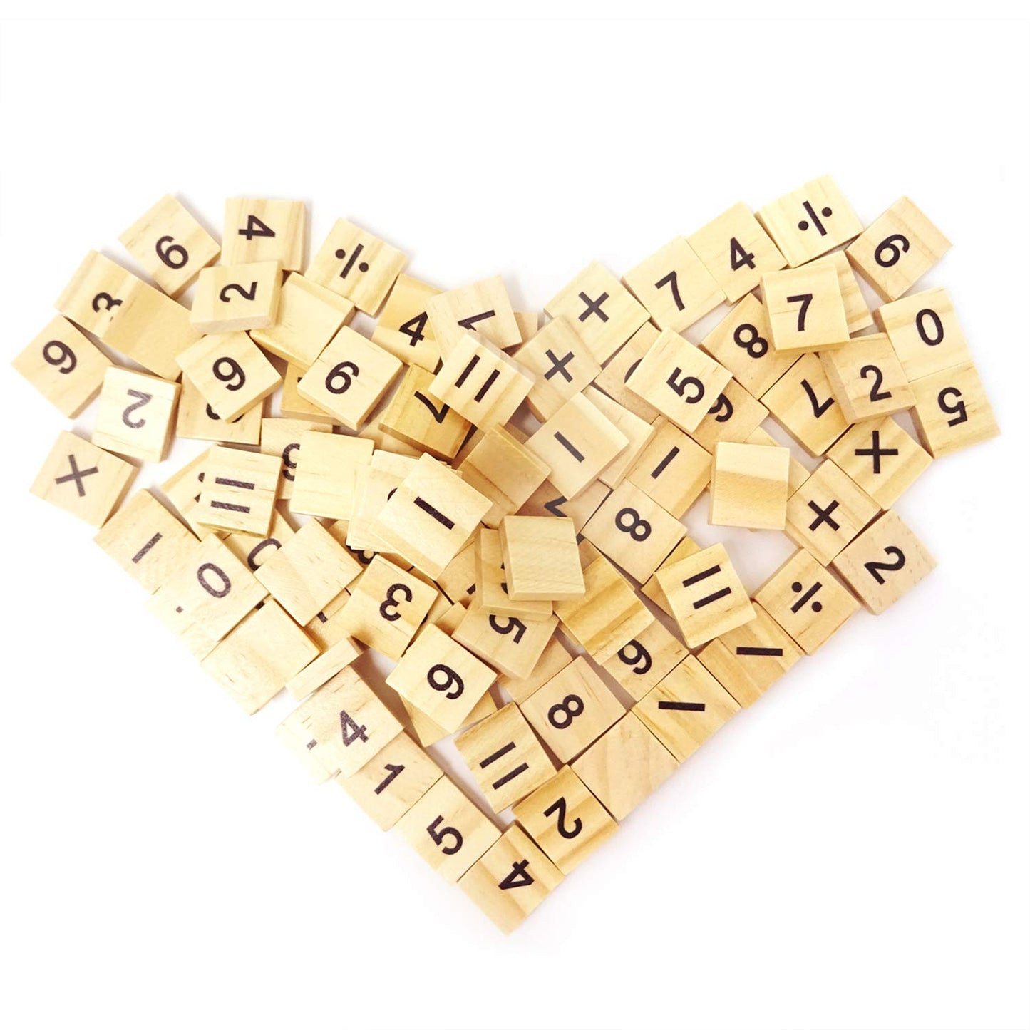 Honbay 100Pcs Wooden Scrabble Tiles – Numbers & Symbols for Craft, Games & Early Learning