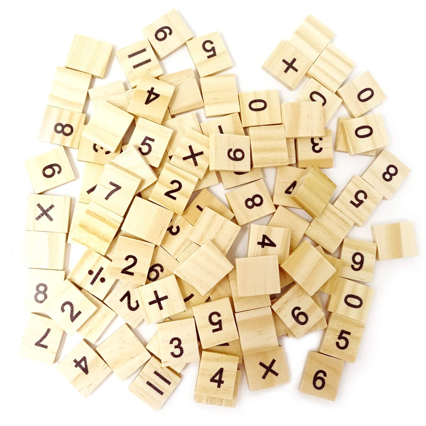 Honbay 100Pcs Wooden Scrabble Tiles – Numbers & Symbols for Craft, Games & Early Learning