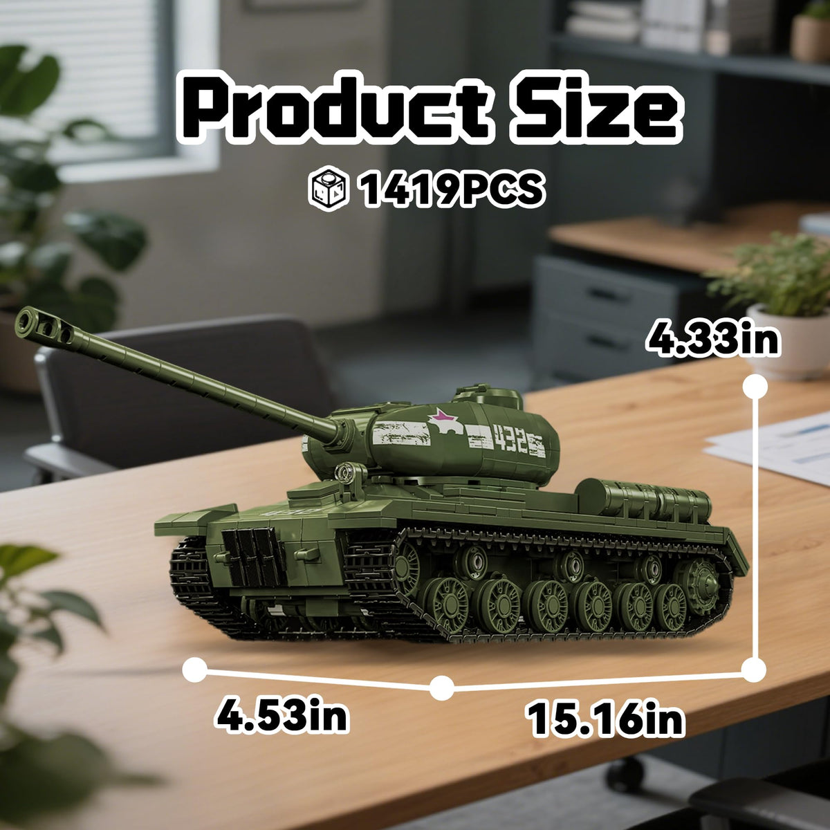 honchoes IS-2 Heavy Tank Building Set – WWII Soviet Replica for Collectors, Home & Office Decor