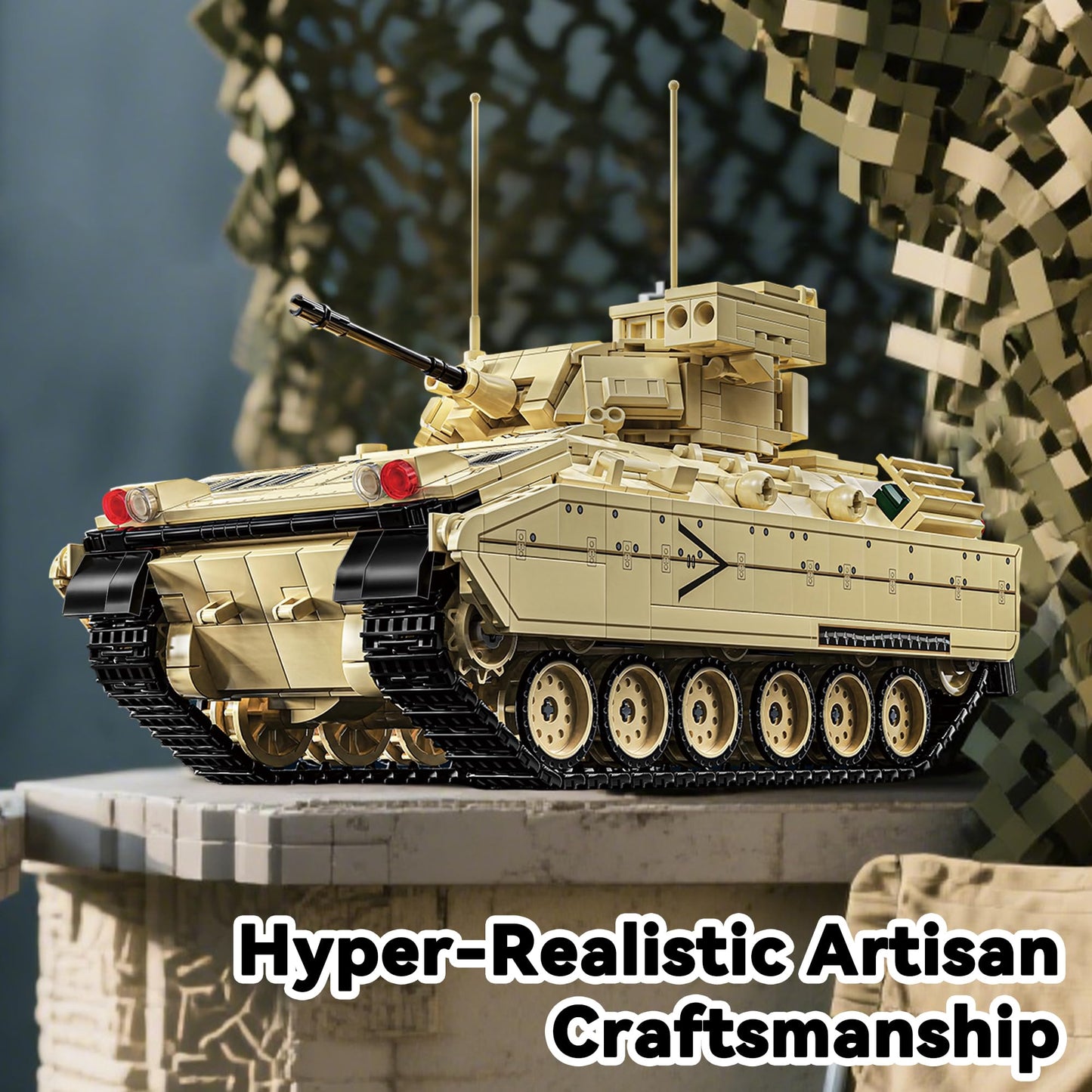 Honchoes M2 Bradley Tank Building Set – 1:28 Scale WW2 Model for Adults