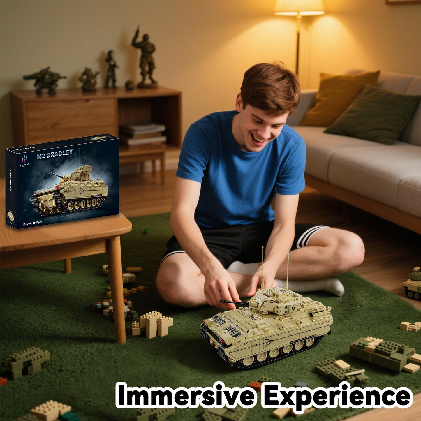 Honchoes M2 Bradley Tank Building Set – 1:28 Scale WW2 Model for Adults