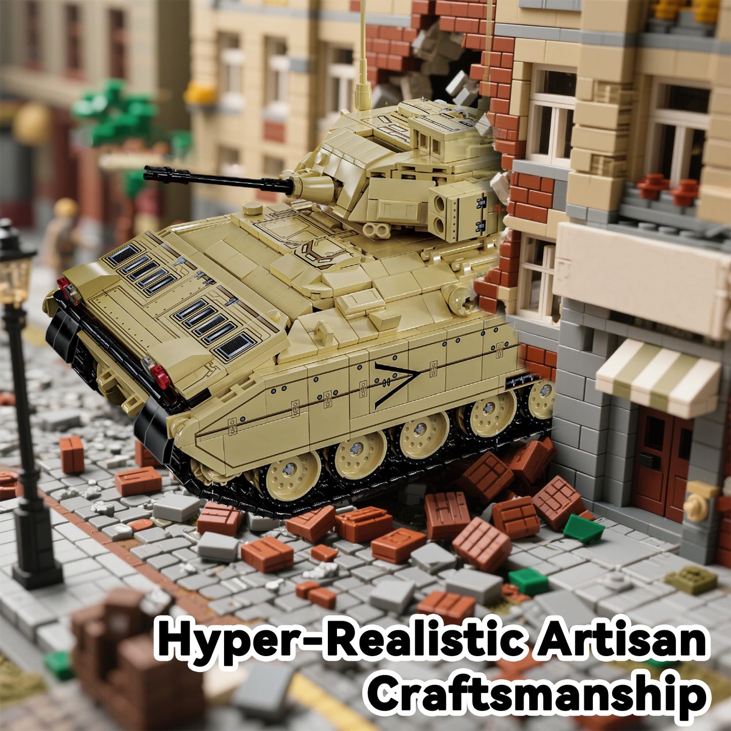 Honchoes M2 Bradley Tank Building Set – 1:28 Scale WW2 Model for Adults