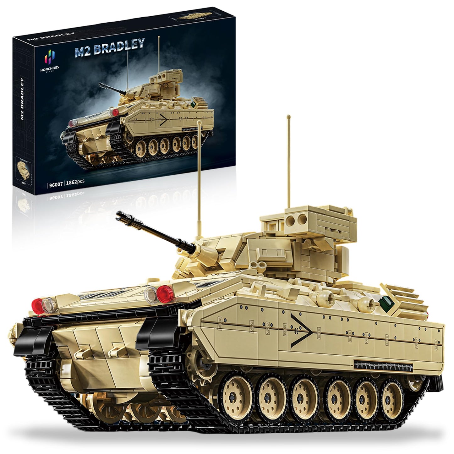 Honchoes M2 Bradley Tank Building Set – 1:28 Scale WW2 Model for Adults