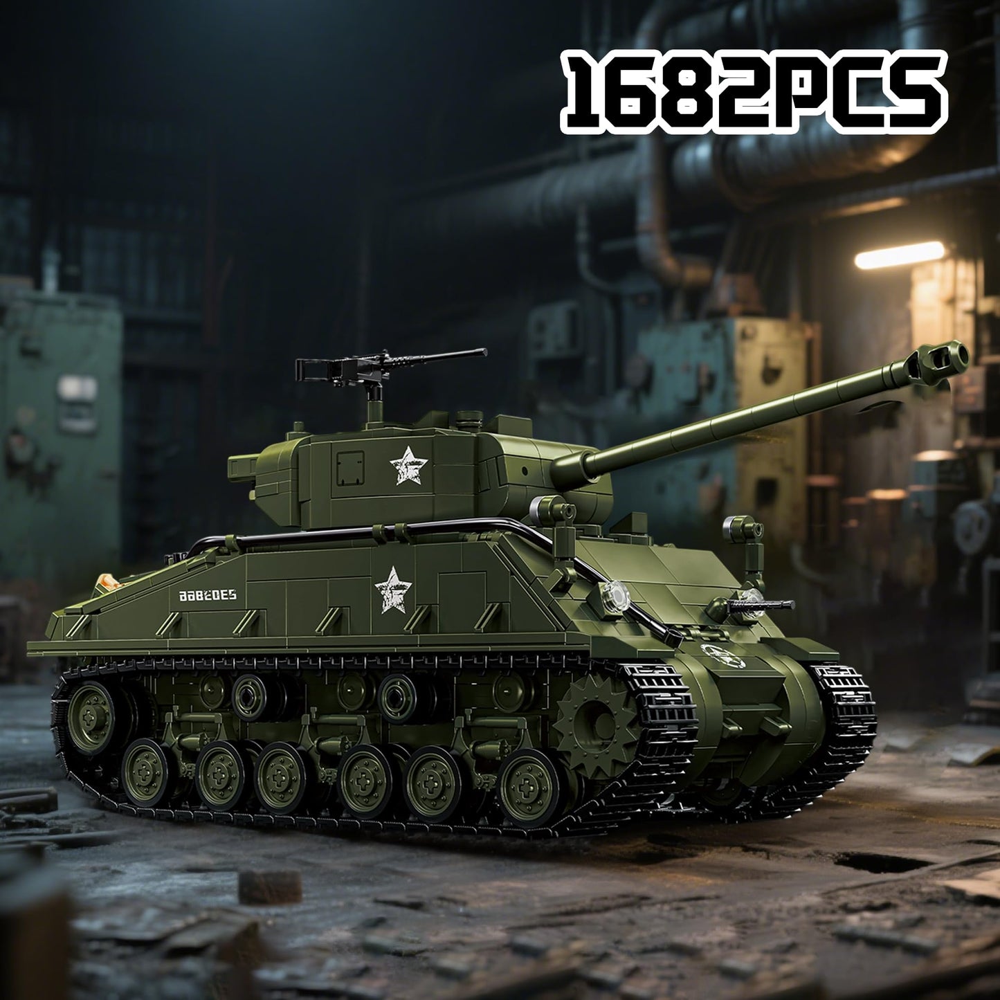 Honchoes M4 Sherman Tank Building Set – 1:28 Scale WWII Model Kit for Adults
