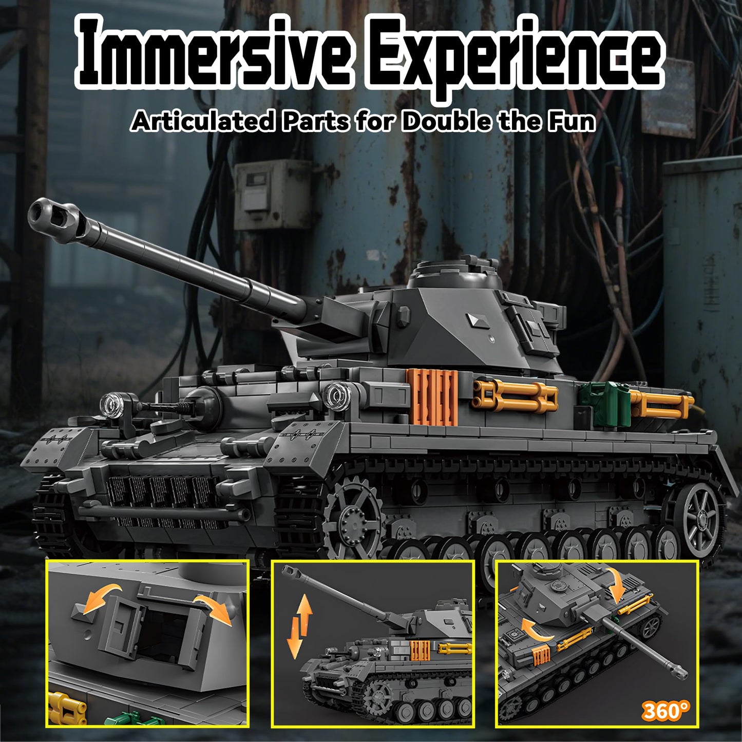 honchoes Panzer IV Tank Building Set 1:28 Scale | WW2 Military Vehicle Model for Adults