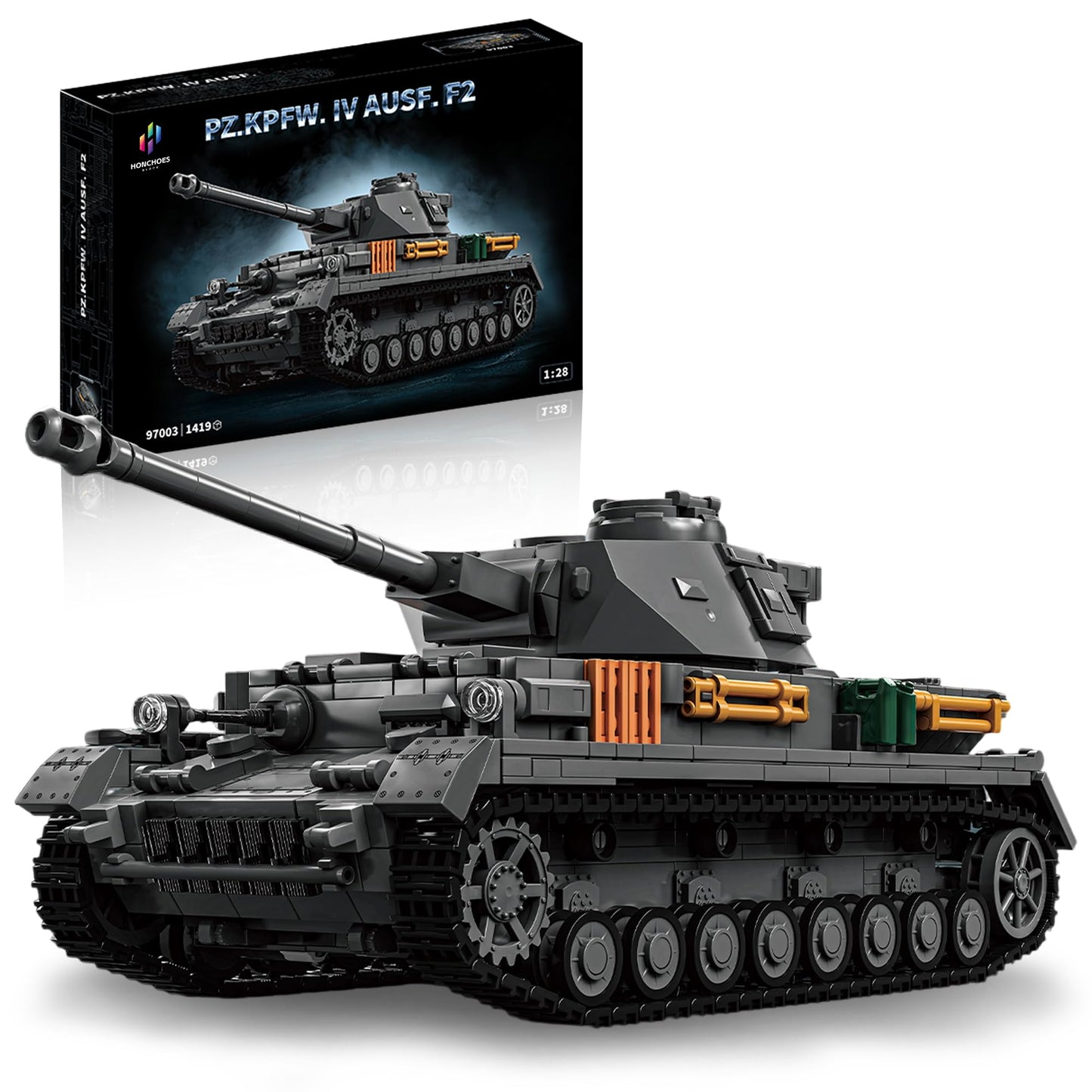 honchoes Panzer IV Tank Building Set 1:28 Scale | WW2 Military Vehicle Model for Adults