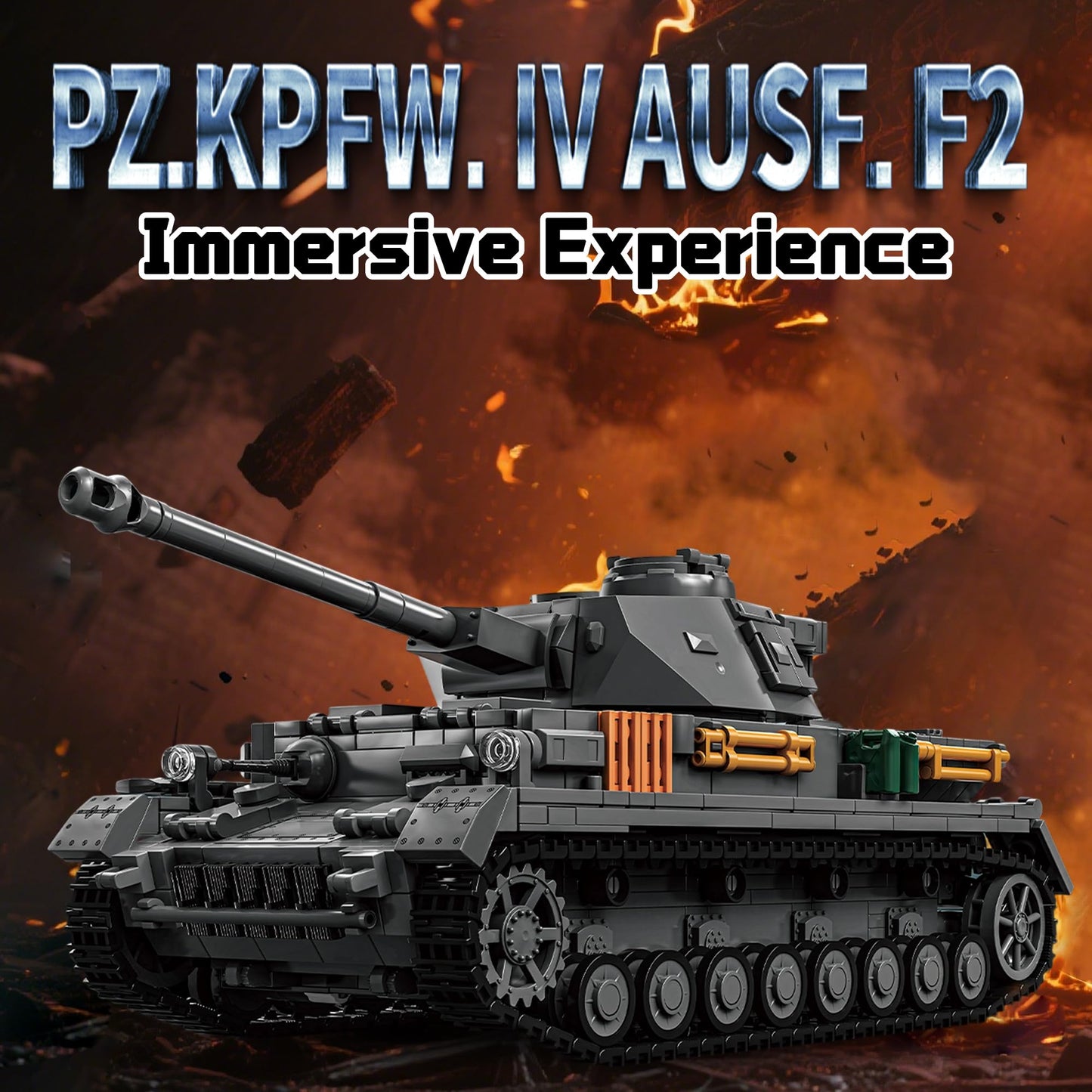 honchoes Panzer IV Tank Building Set 1:28 Scale | WW2 Military Vehicle Model for Adults