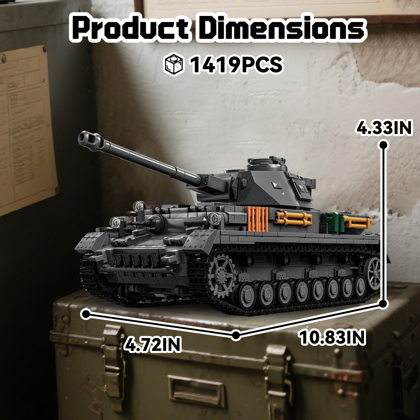 honchoes Panzer IV Tank Building Set 1:28 Scale | WW2 Military Vehicle Model for Adults
