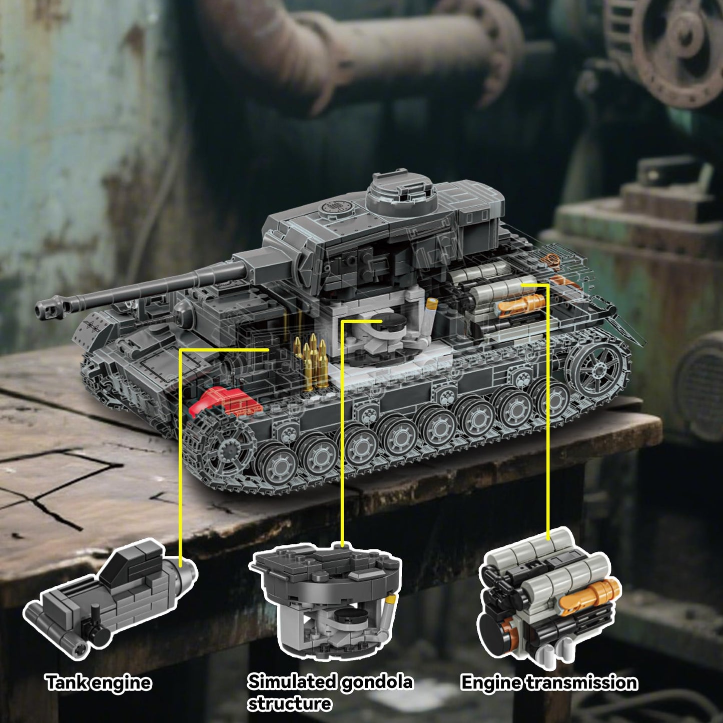 honchoes Panzer IV Tank Building Set 1:28 Scale | WW2 Military Vehicle Model for Adults
