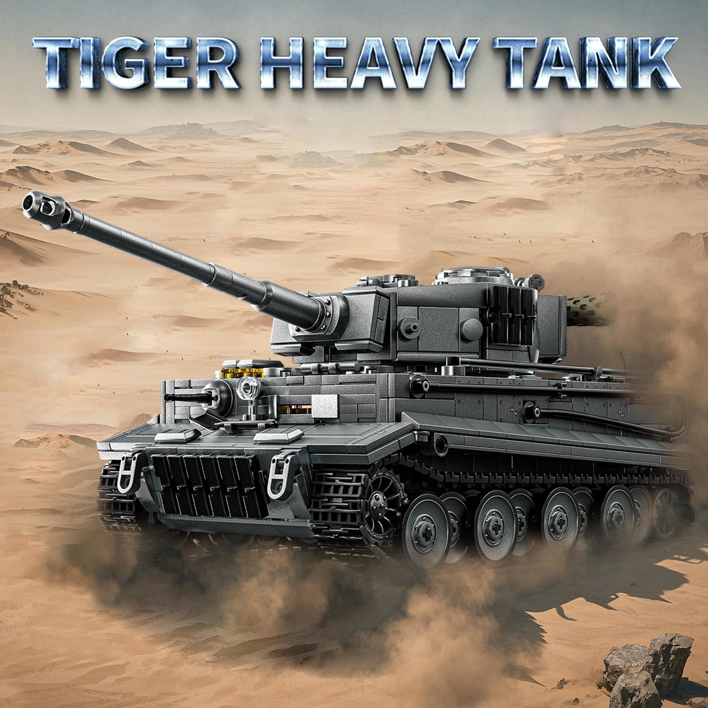 honchoes WW2 Tiger I Tank Building Set | 1:28 Scale Military Model for Adults – Home & Office Decor (Gray)