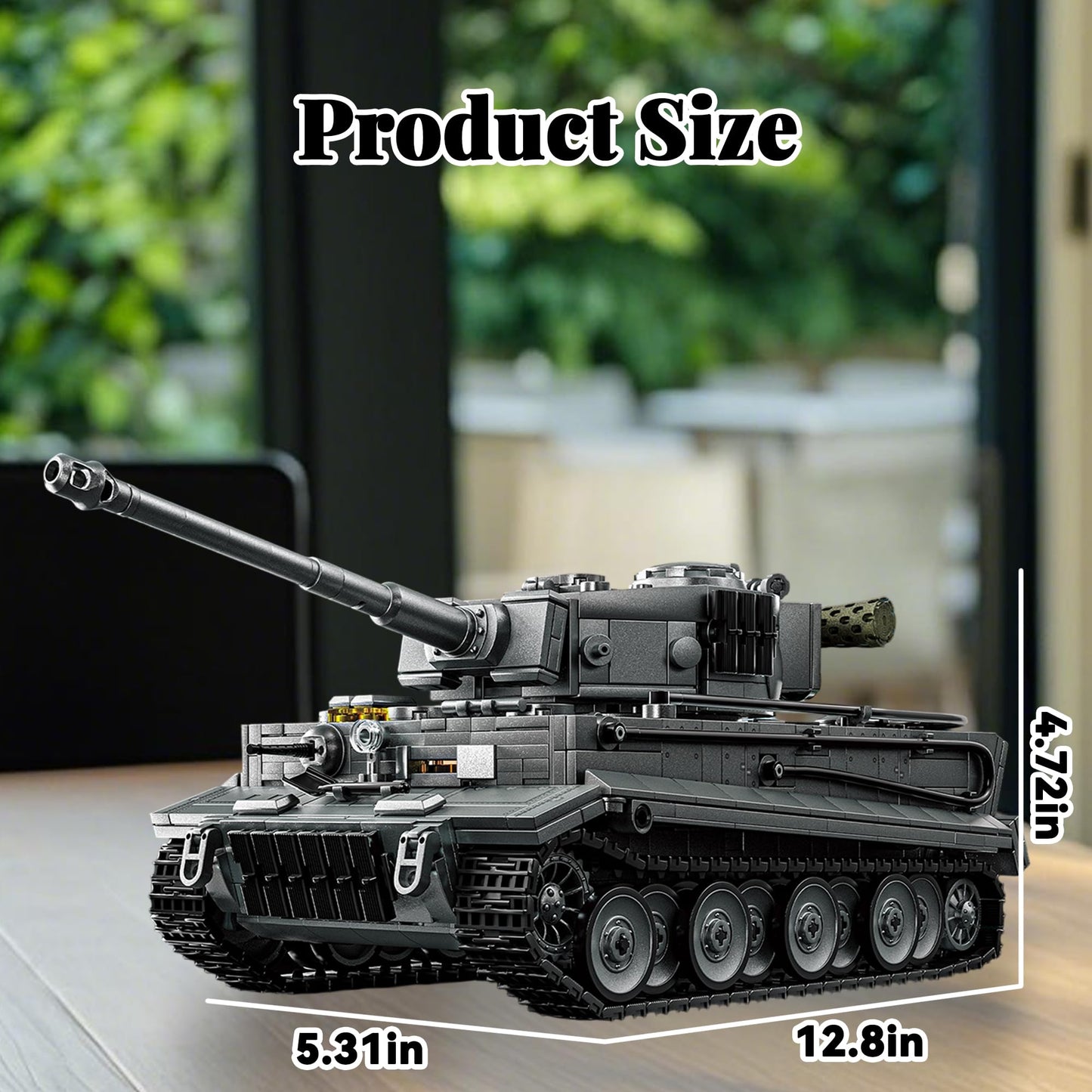 honchoes WW2 Tiger I Tank Building Set | 1:28 Scale Military Model for Adults – Home & Office Decor (Gray)
