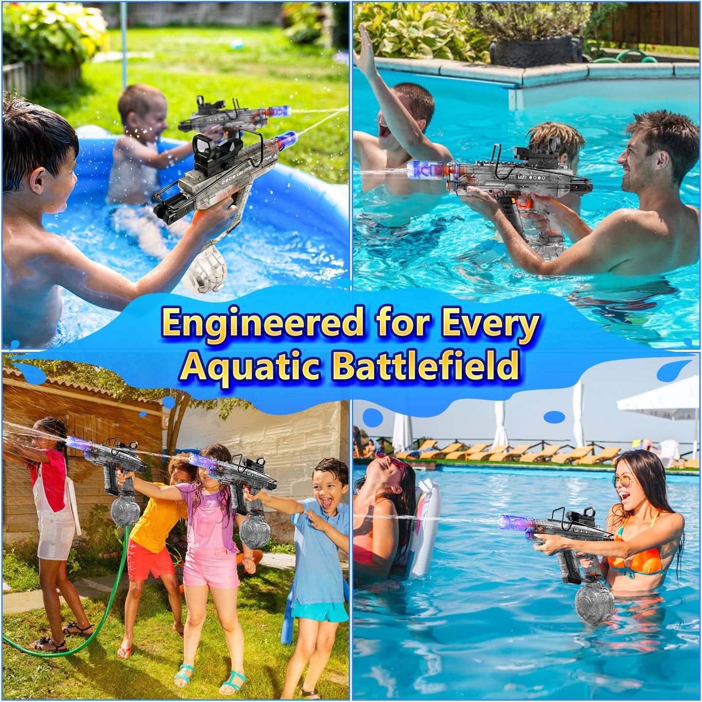 Honeasort 2025 Upgraded Electric Water Gun for Adults – 800ml, 40 ft Range, 40 Mins, Auto Suction