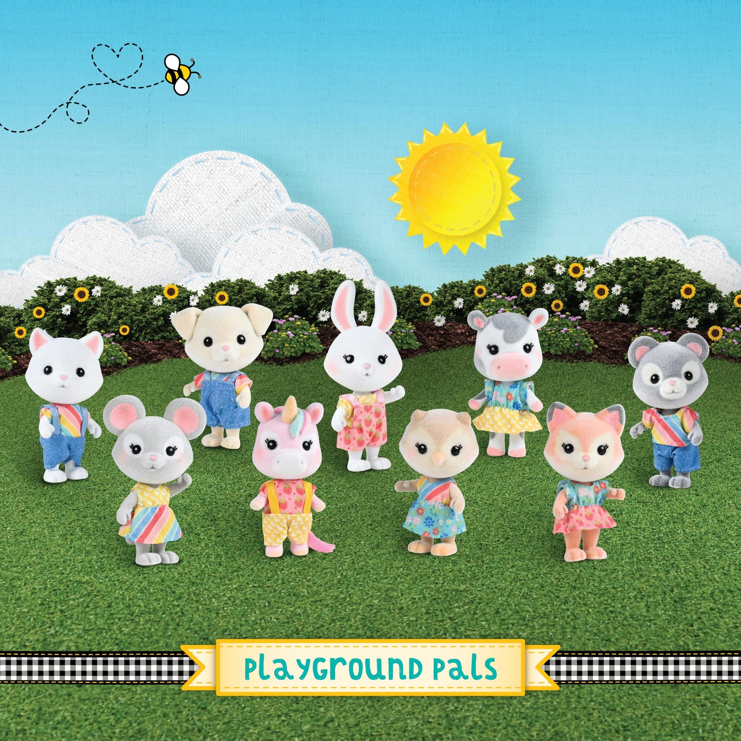 Honey Bee Acres Playground Pals – 9 Animal Figures with Removable Outfits