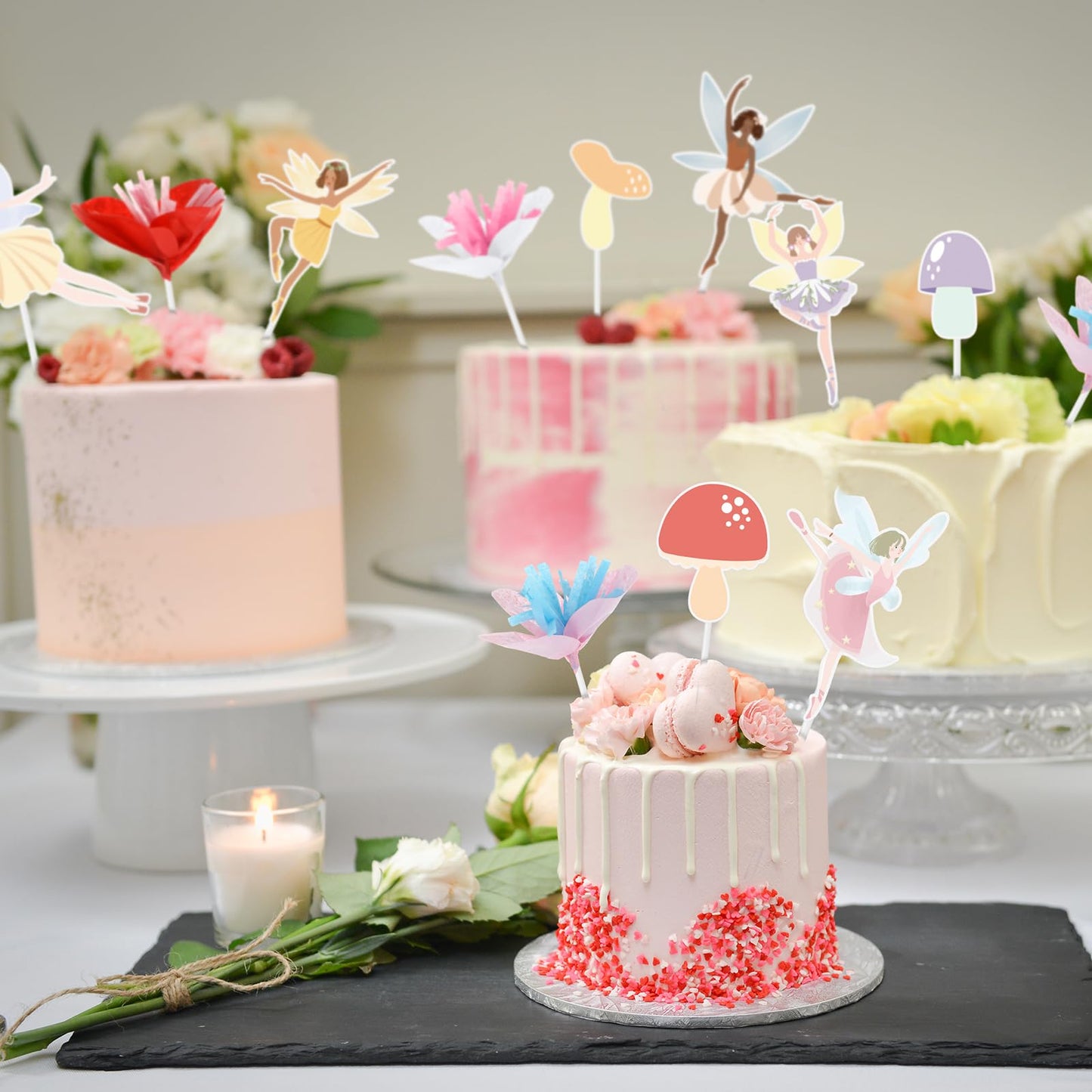 Honeydak 132 Pcs Fairy Party Supplies – Ballet Fairies, Mushrooms & Floral Decor Bundle
