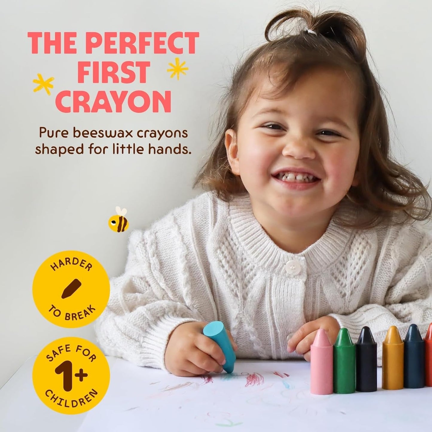 Honeysticks 100% Pure Beeswax Crayons (12 Pack) – Non-Toxic, Handmade in New Zealand for Toddlers