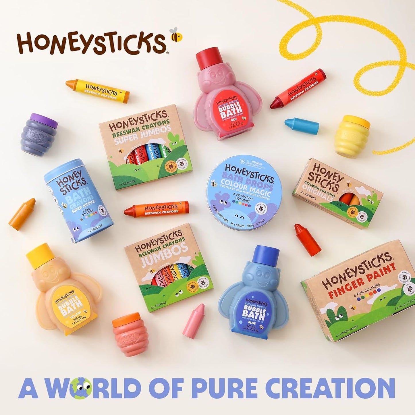 Honeysticks 100% Pure Beeswax Crayons (12 Pack) – Non-Toxic, Handmade in New Zealand for Toddlers